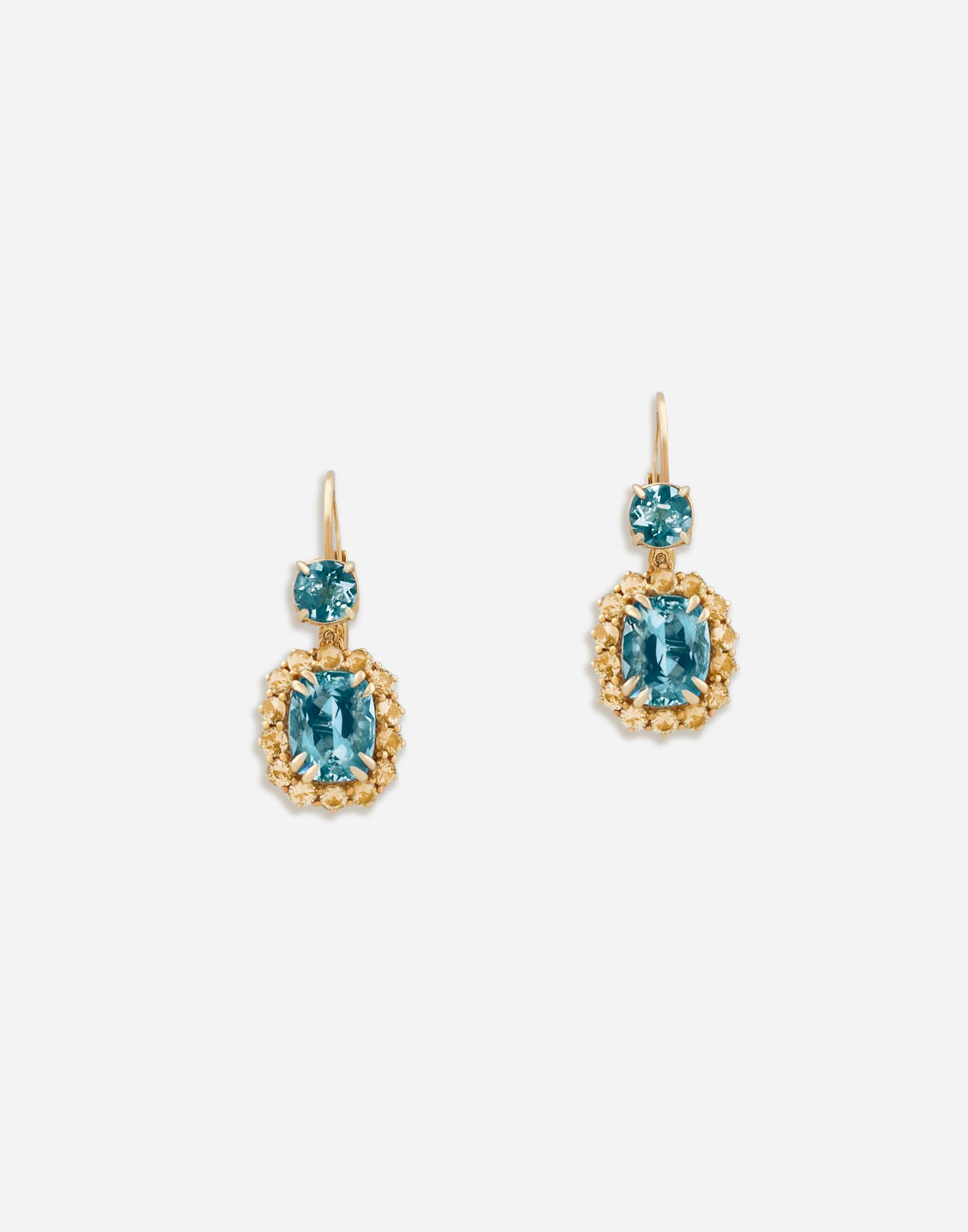 Dolce & Gabbana Herritage Earrings In Yellow Gold With Aquamarines And Yellow Sapphires