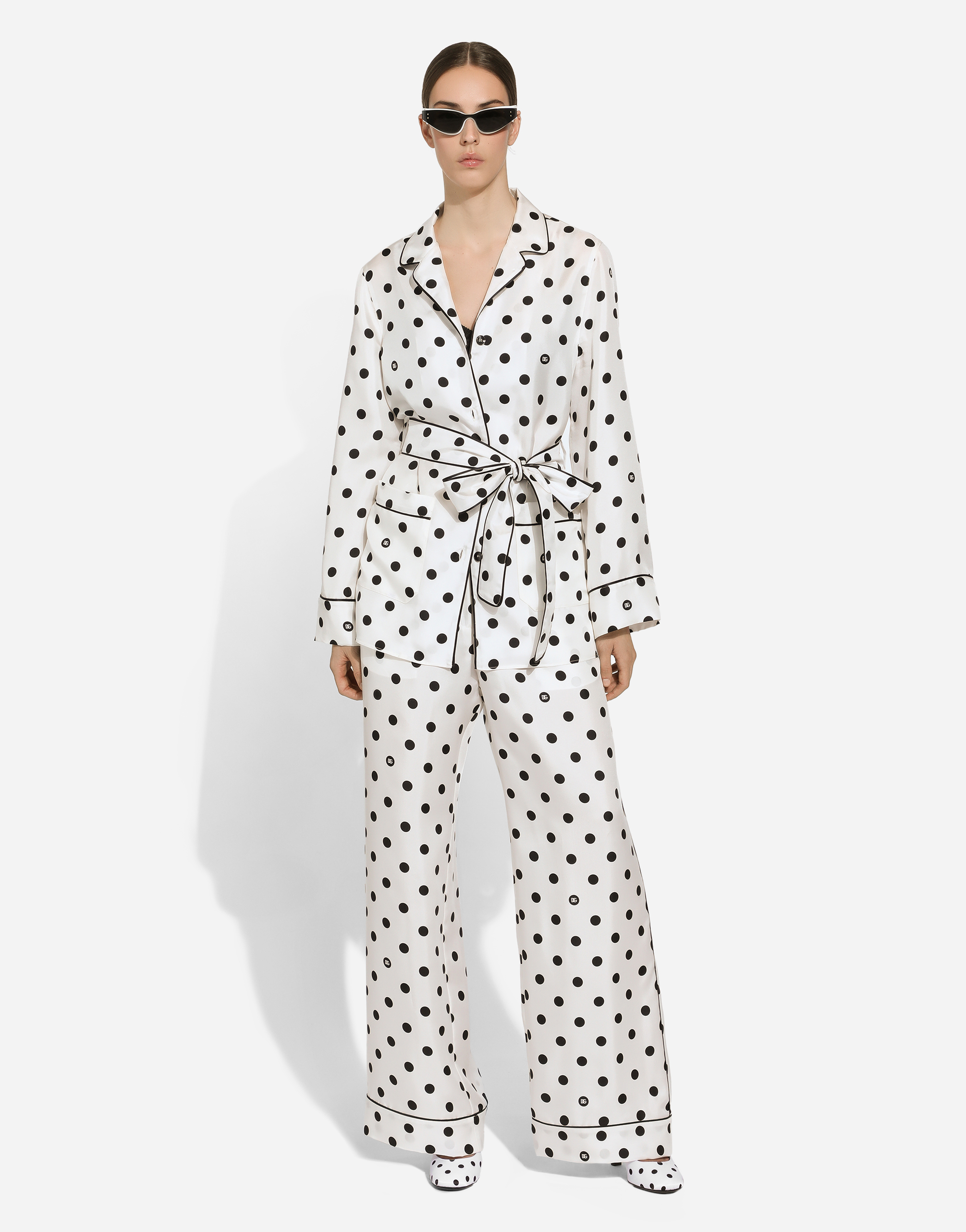 Dolce & Gabbana Polka-dot Long-sleeved Pajama Shirt In プリ