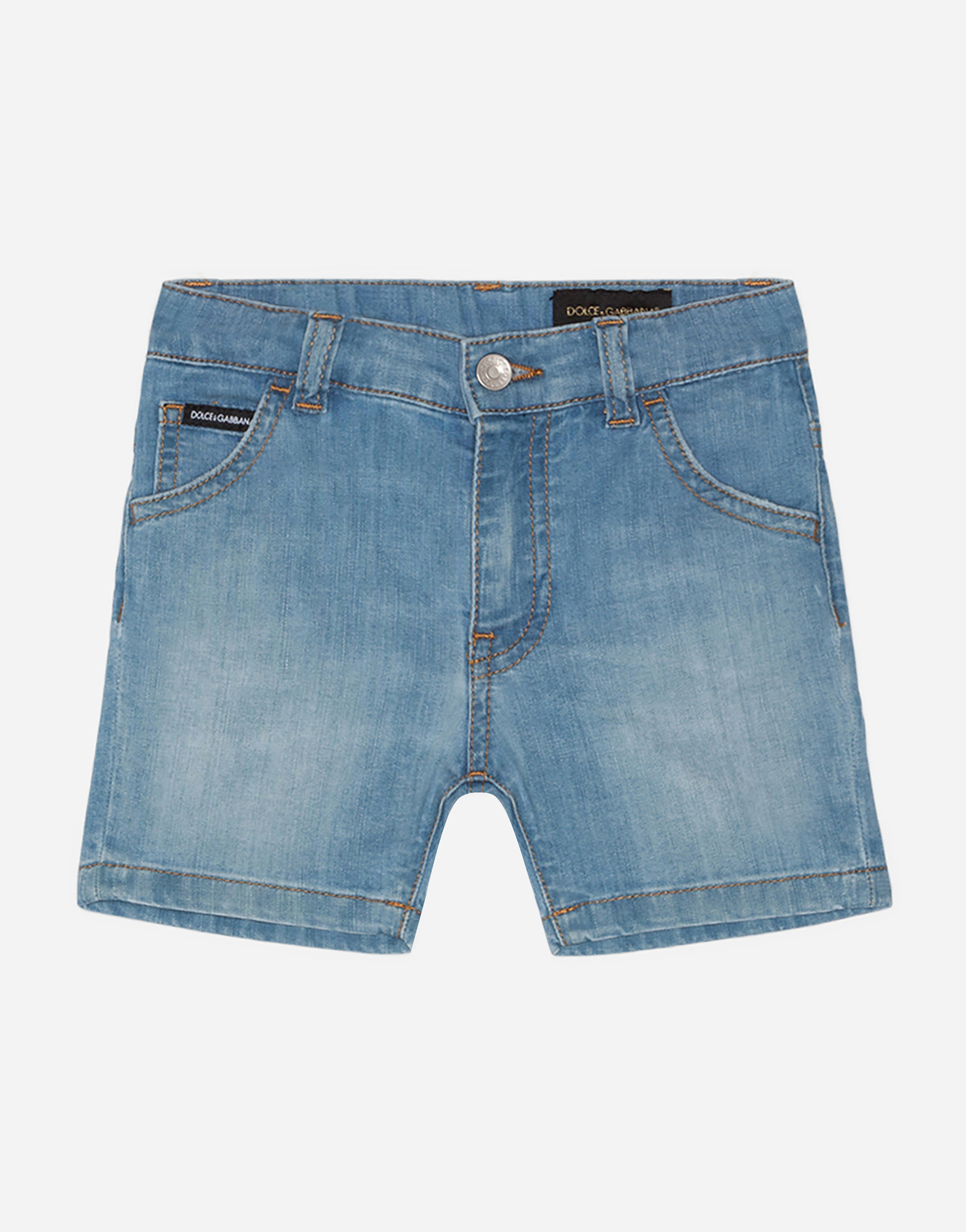 Collection STRETCH DENIM BERMUDA PANTS IN WASHED BABY BLUE COLOR