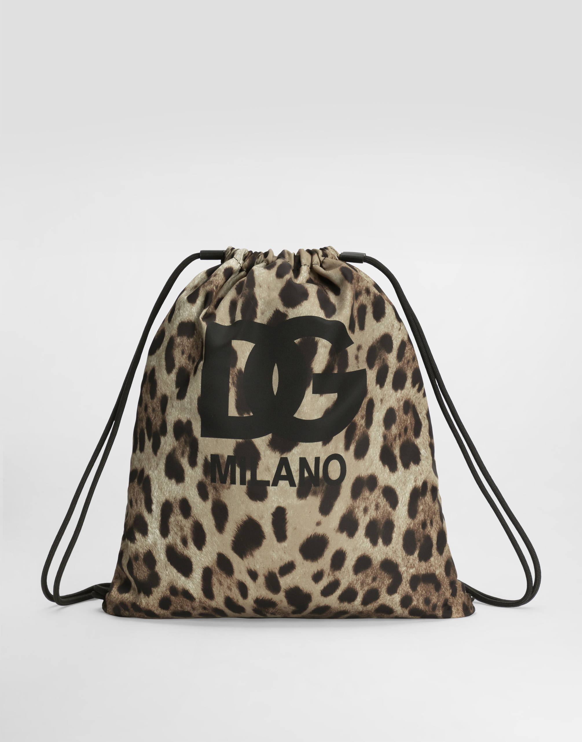 Dolce & Gabbana Leopard-print Logo Backpack In Brown
