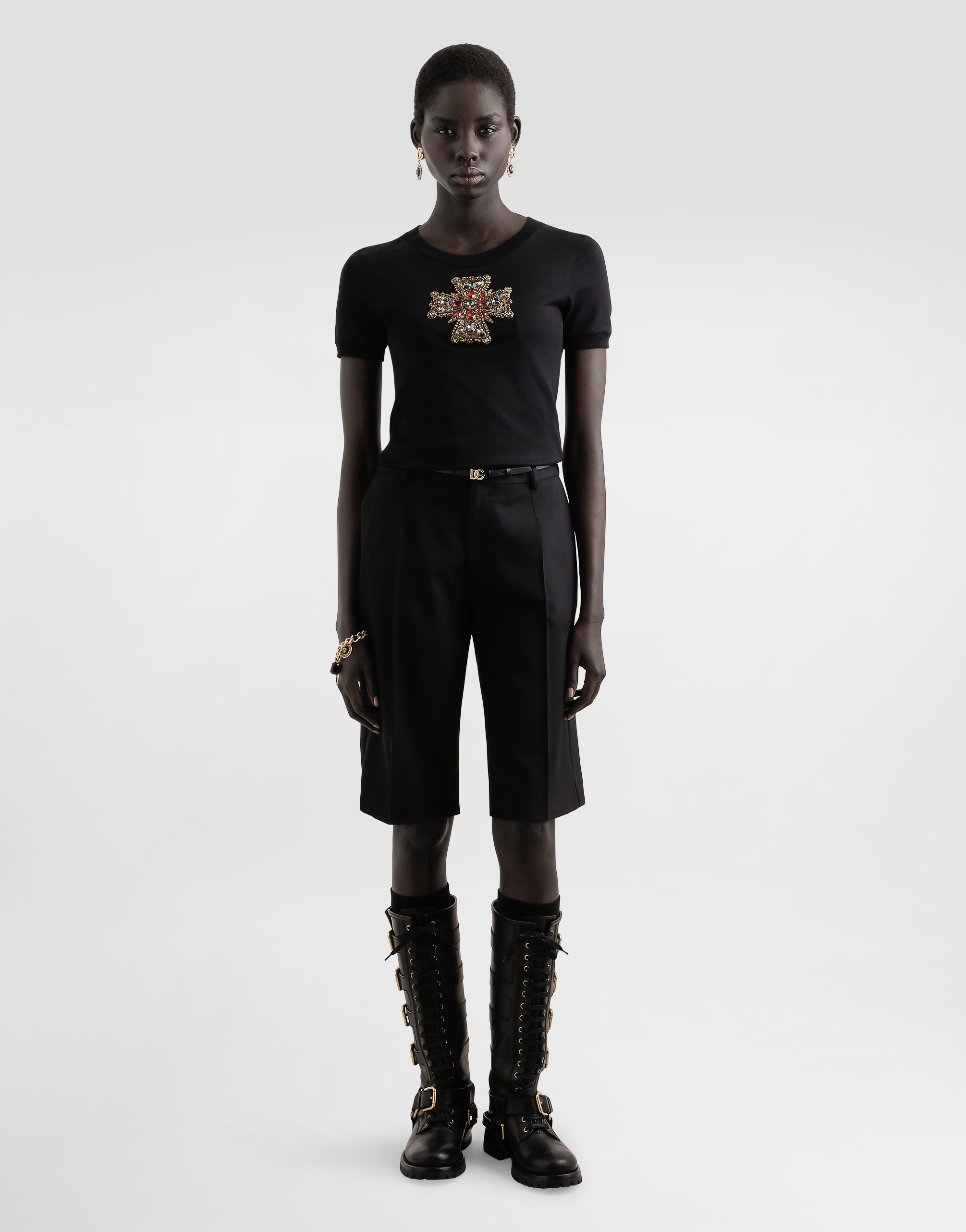Cotton t-shirt with swarovski cross