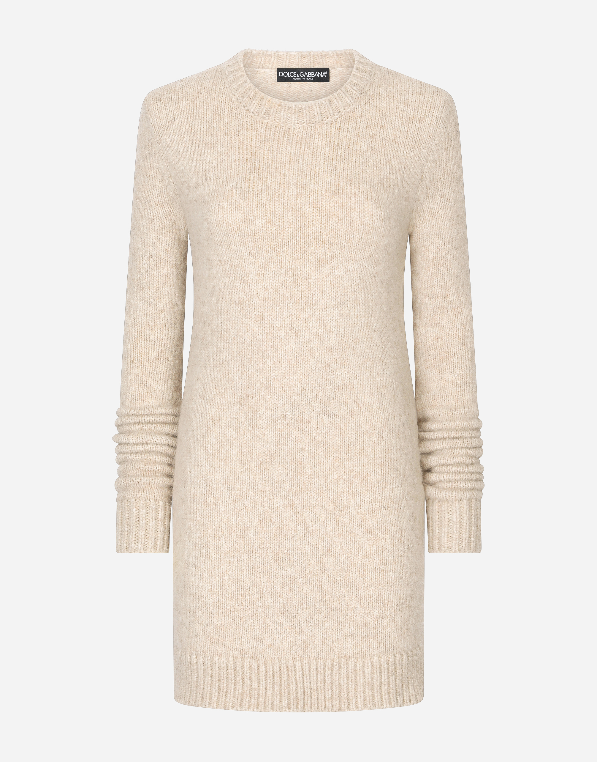 DOLCE & GABBANA LLAMA WOOL ROUND-NECK DRESS