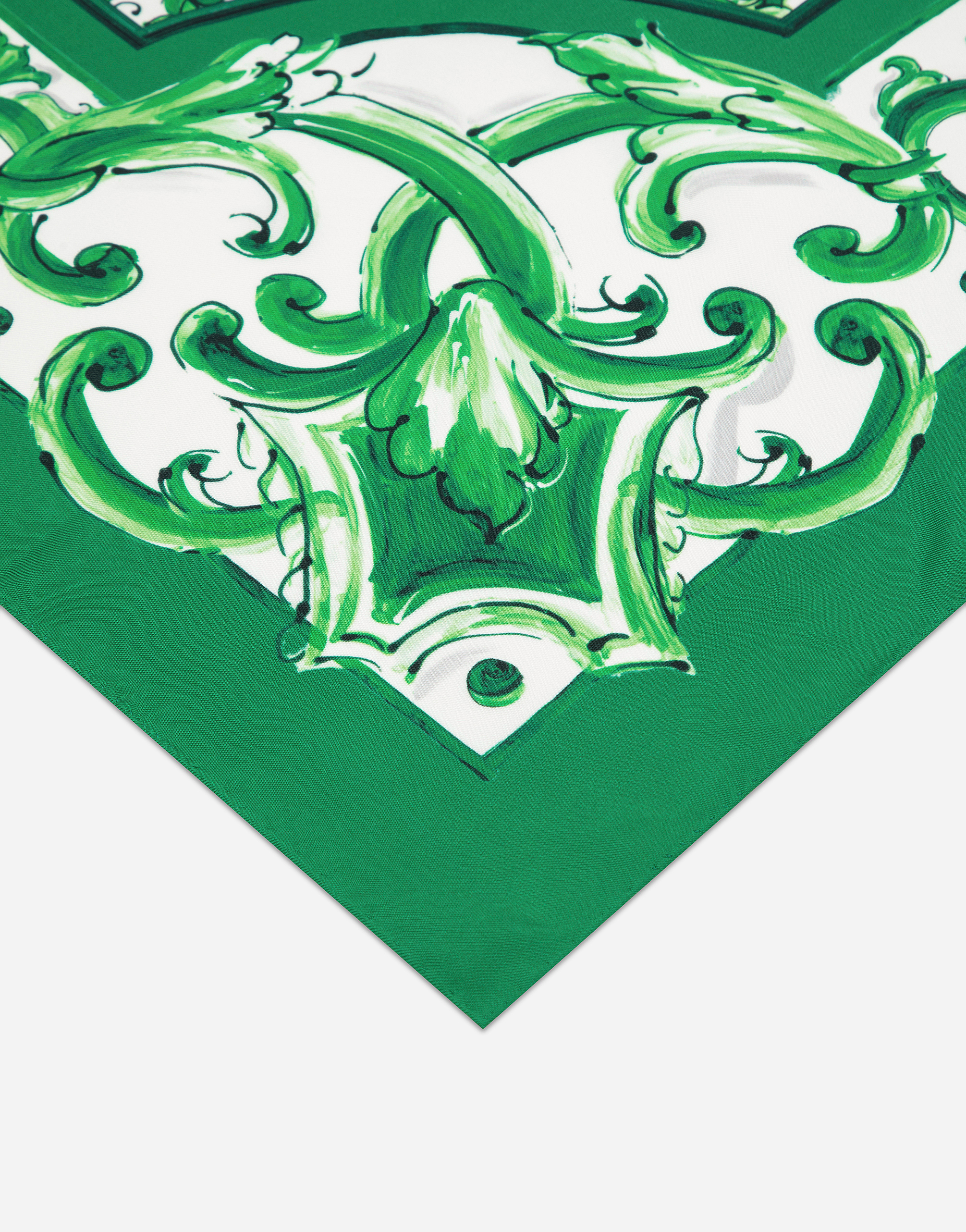 Majolica-print silk bandanna (70x70)