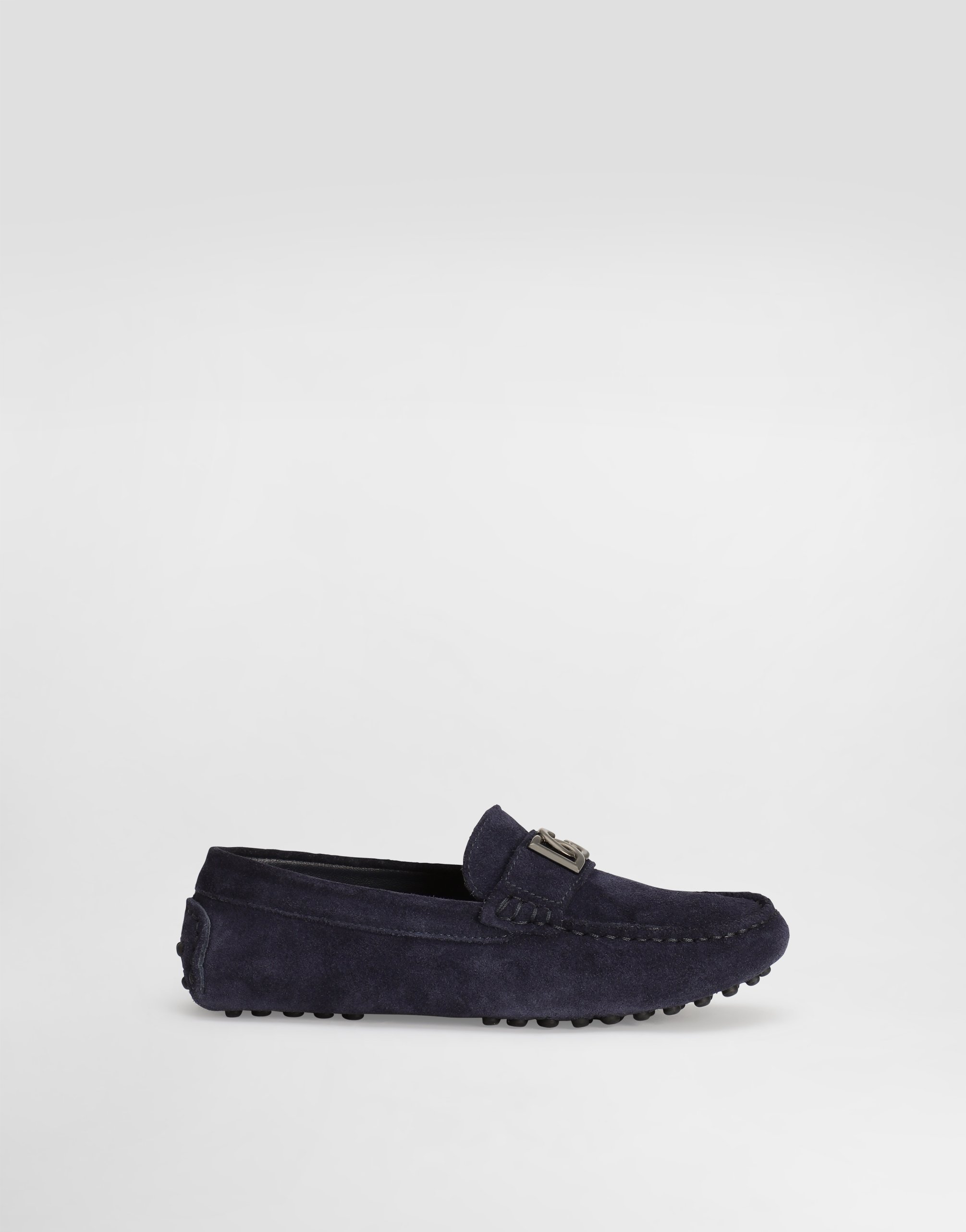 Dolce & Gabbana Split Leather Loafers With Dg Logo - Man Shoes (24-38) Blue