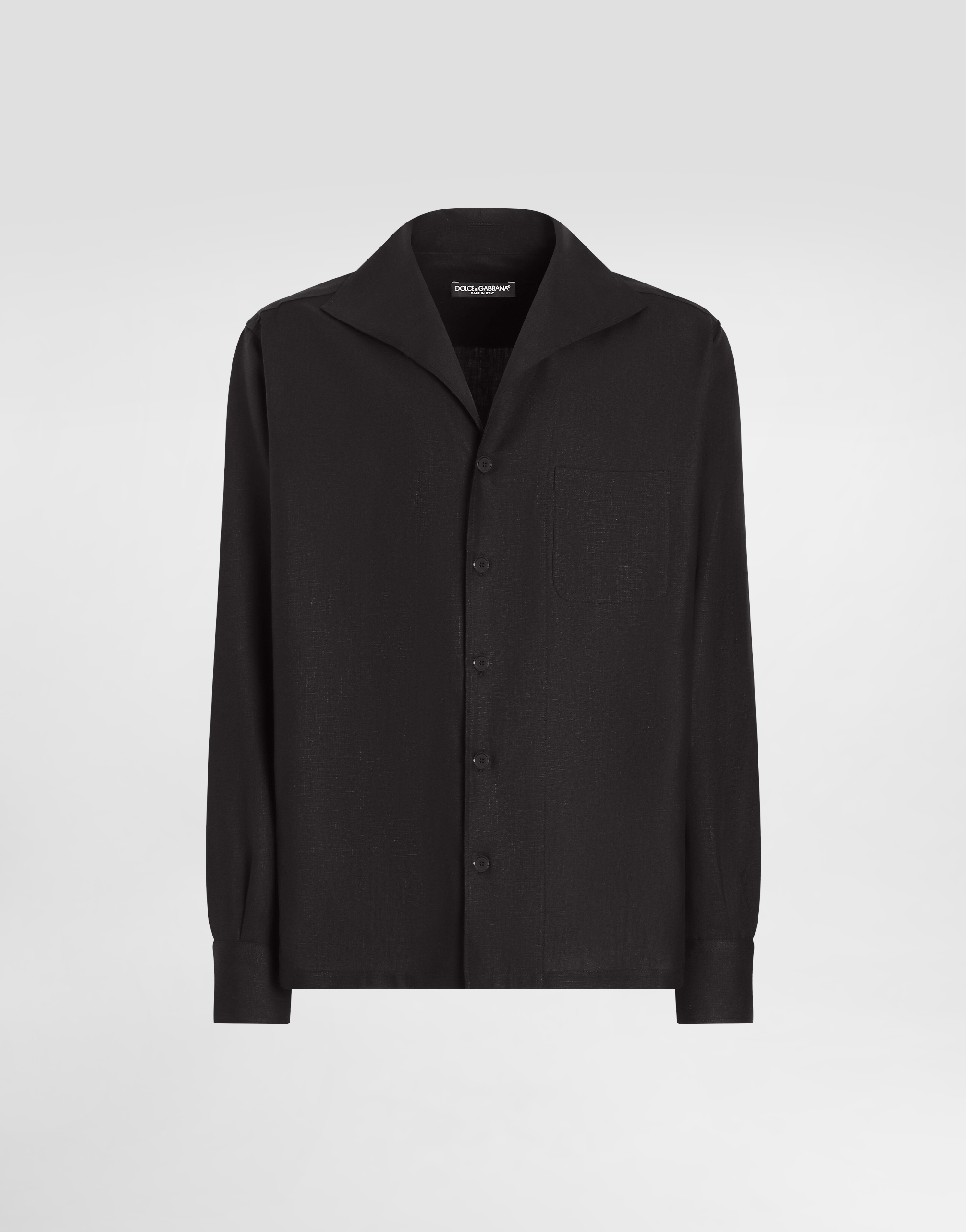 Dolce & Gabbana Three-button Linen Shirt In Black