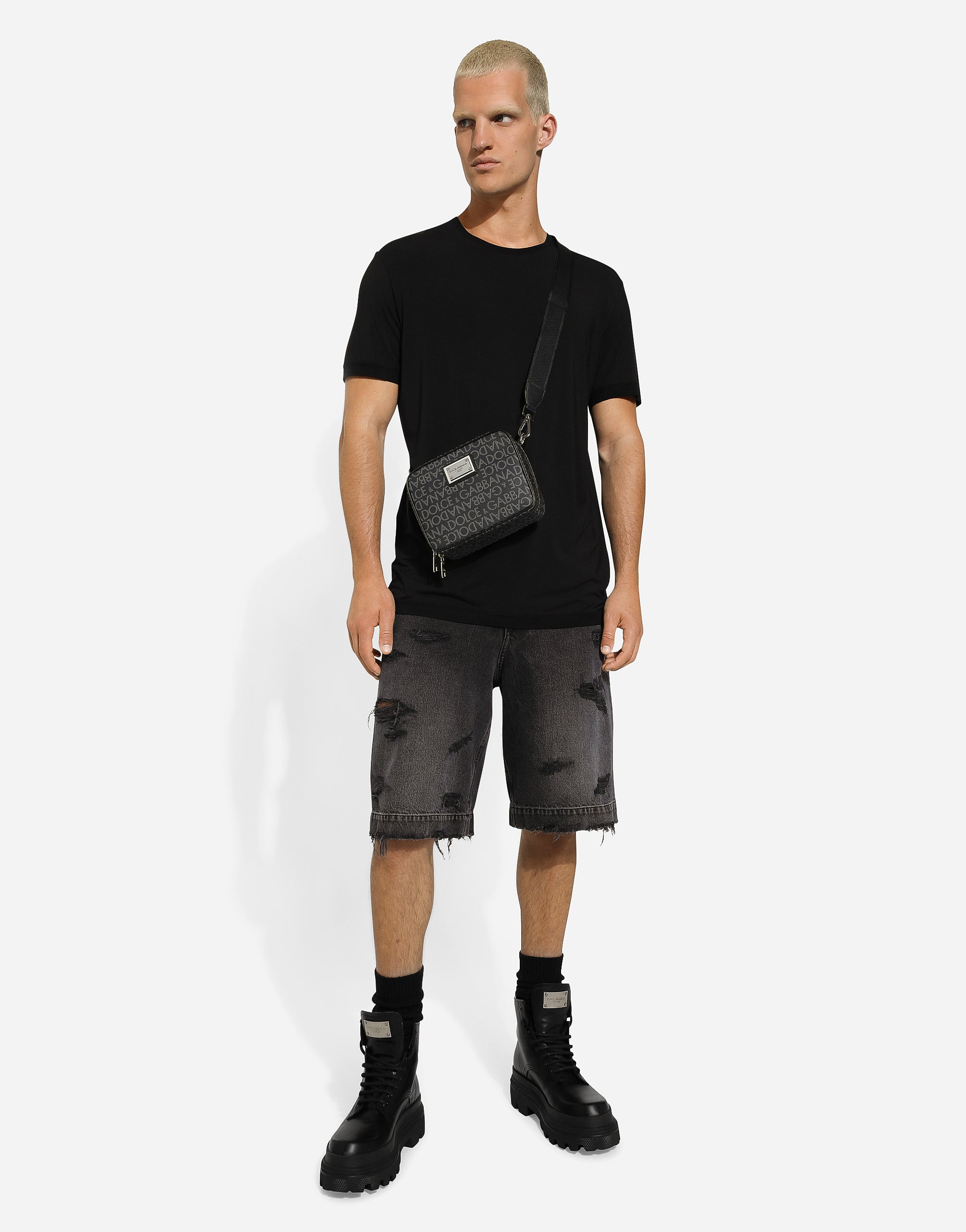  Dolce & Gabbana Umhängetasche Aus Beschichtetem Jacquard - Mann Schultertasche Mehrfarbig Stoff Onesize 
