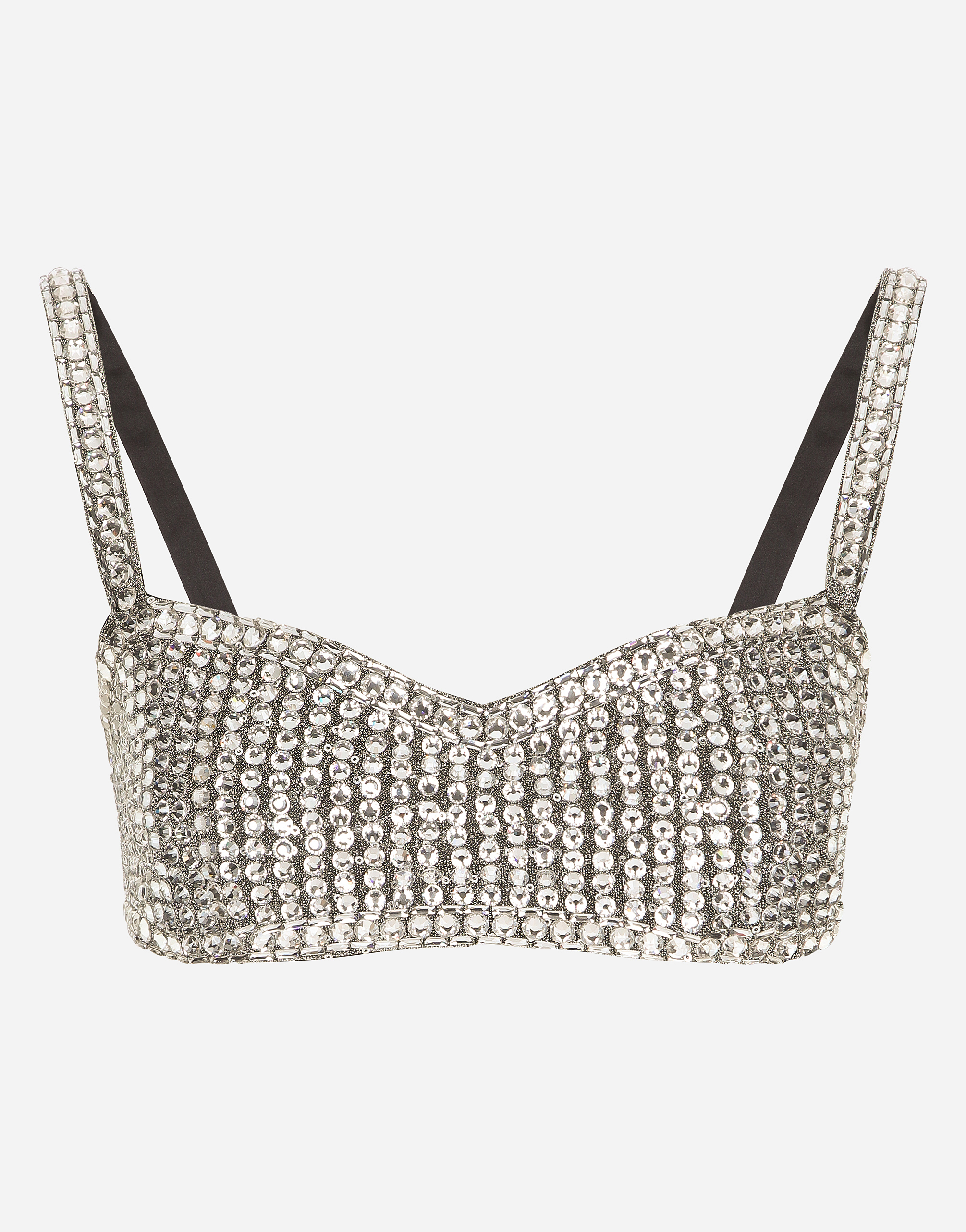 DOLCE & GABBANA KIM DOLCE&GABBANA CROP TOP WITH FUSIBLE RHINESTONES