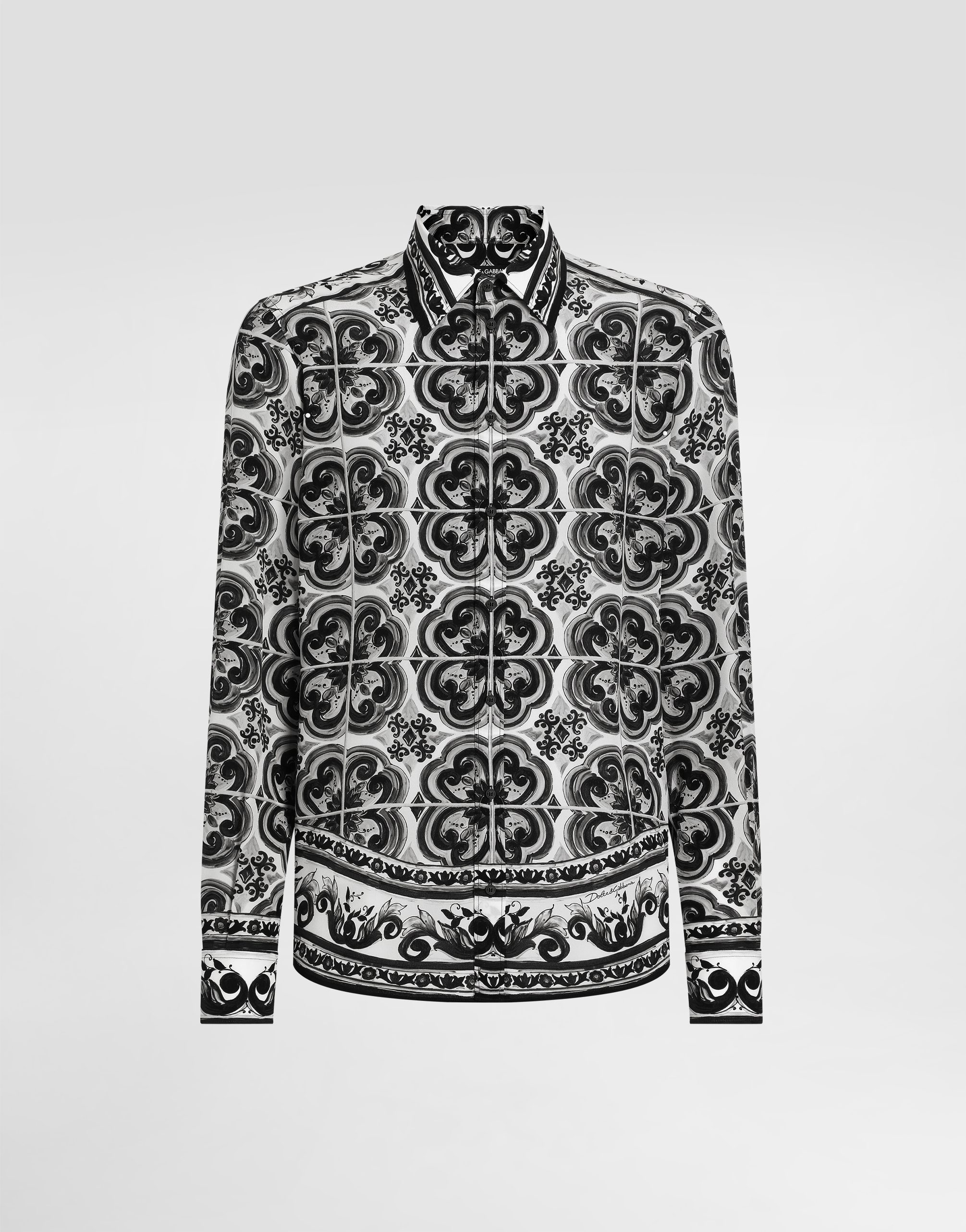 DOLCE & GABBANA 長袖シャツ ブラック/ホワイト　ハチ柄　シルク G5MM4THI1Y5_IU3TN_0.jpg