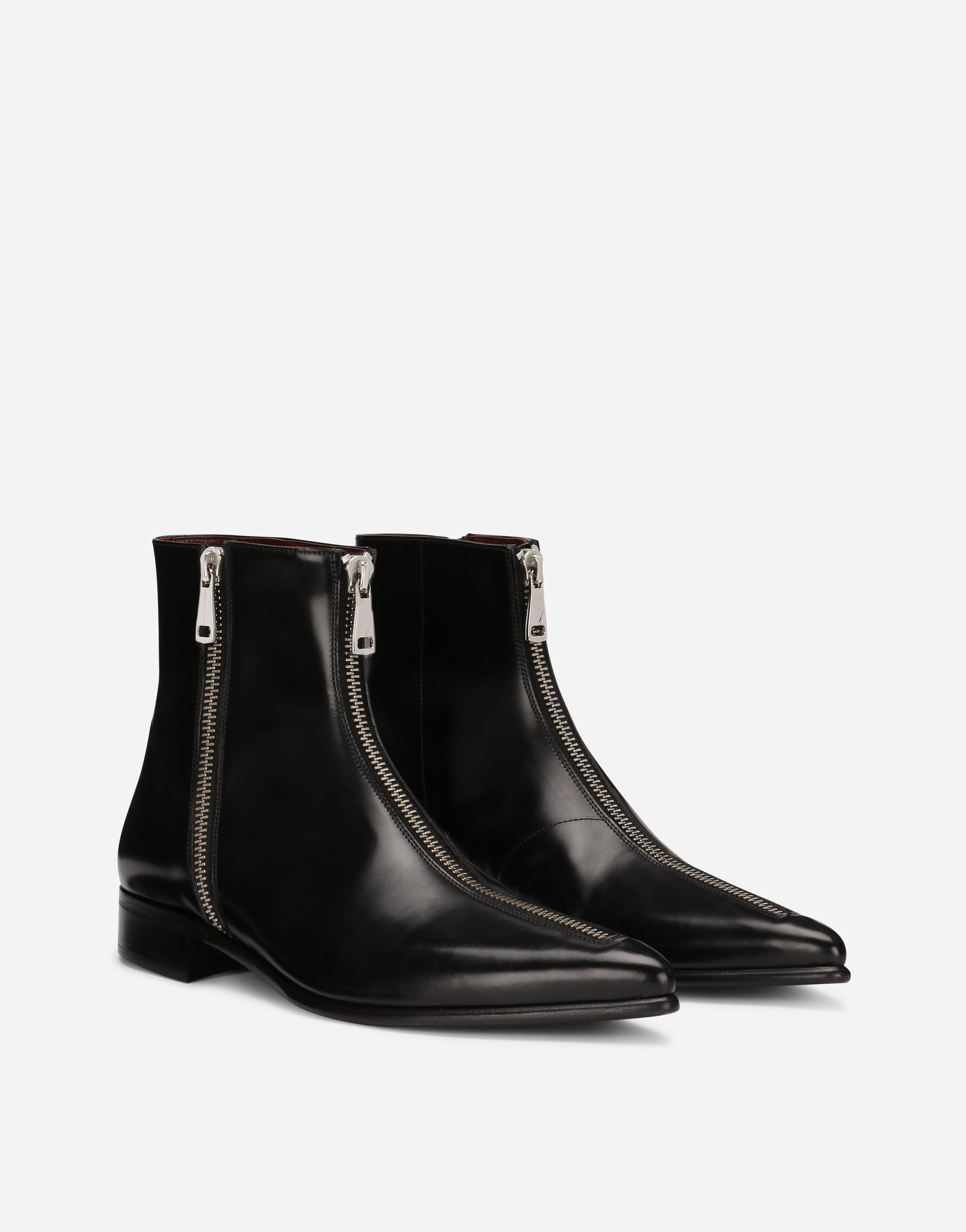 DOLCE & GABBANA BRUSHED CALFSKIN ANKLE BOOTS WITH ZIPPER
