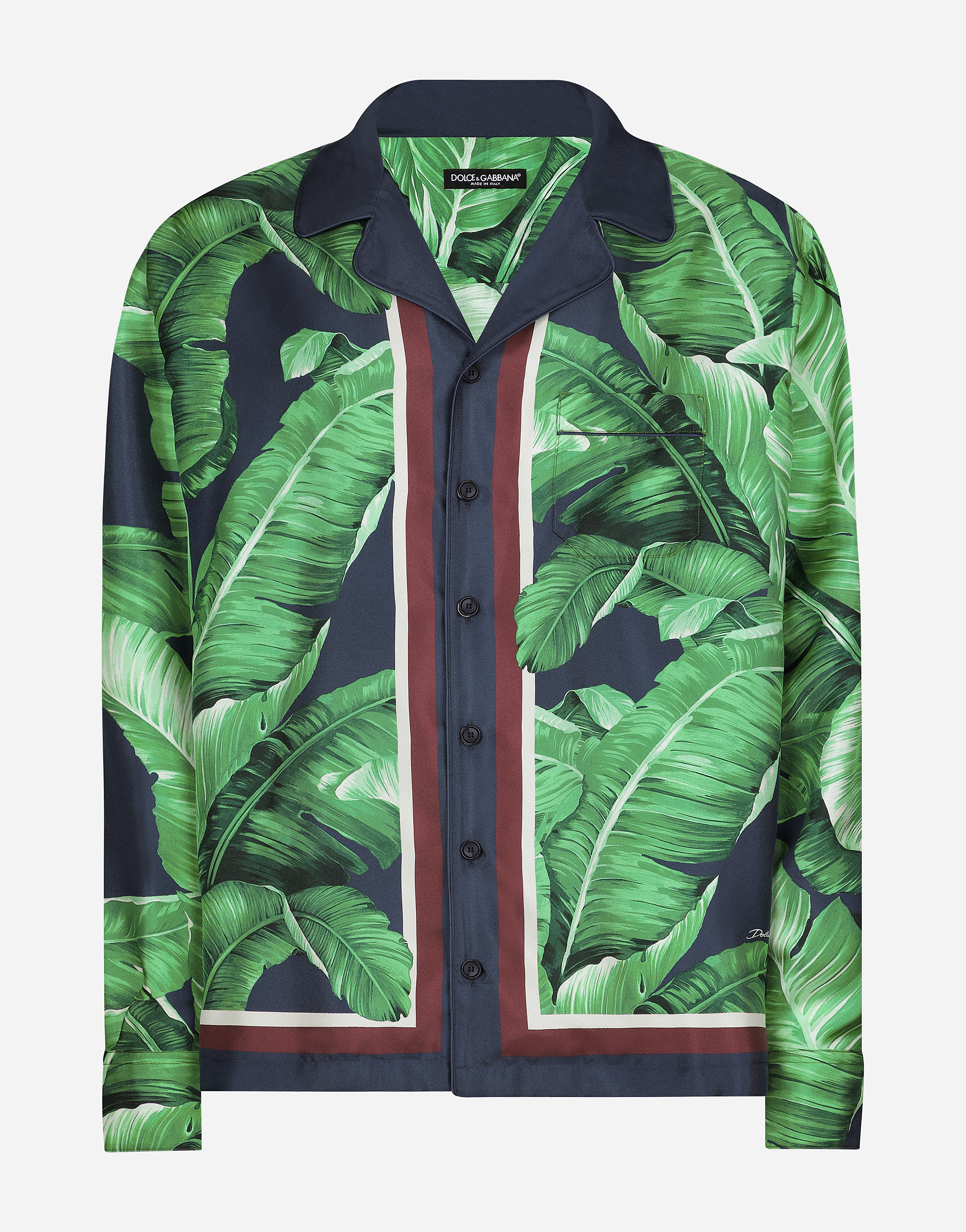 Shop Dolce & Gabbana Banana-tree-print Silk Shirt