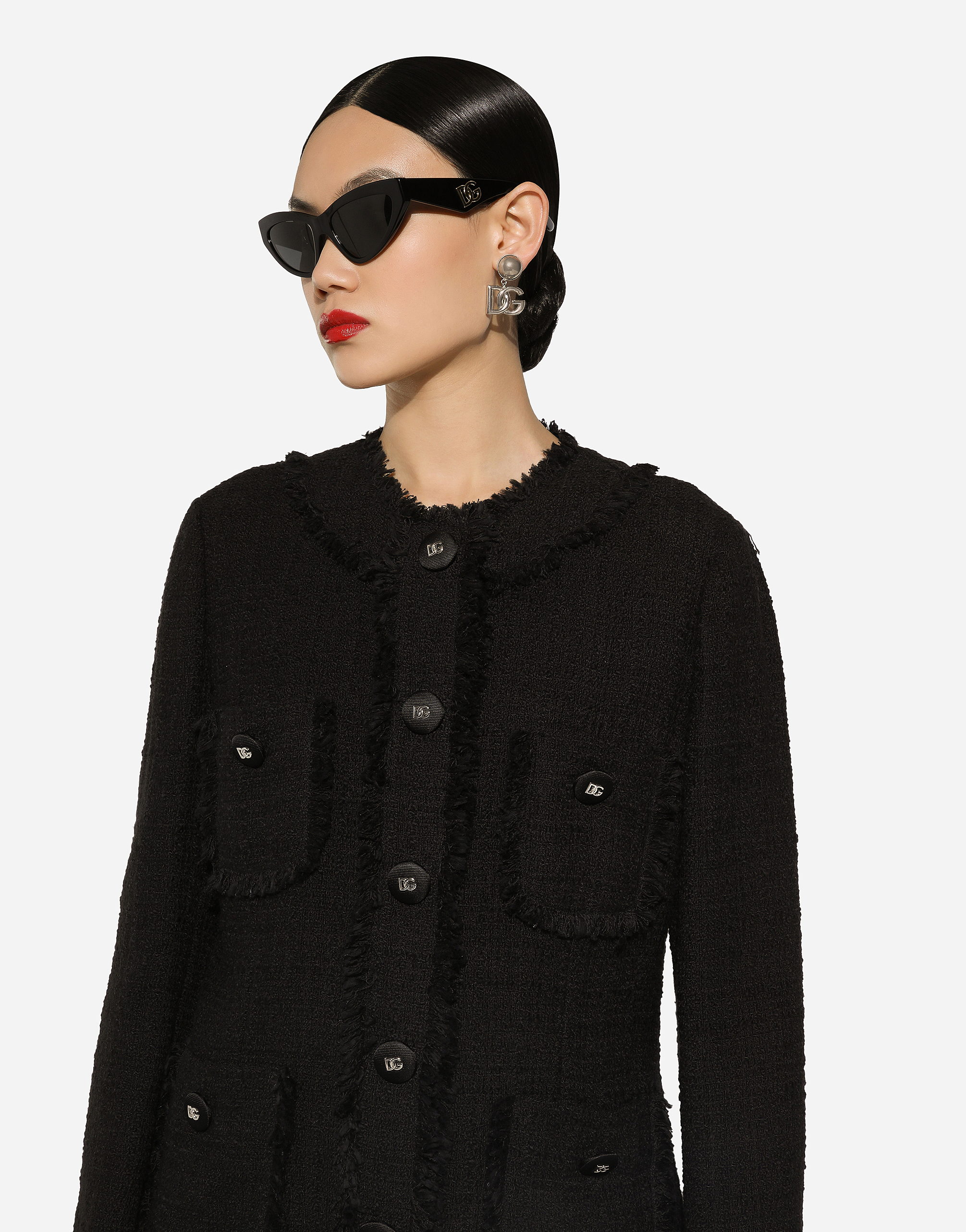 Dolce & Gabbana Single-breasted Tweed Jacket In Black