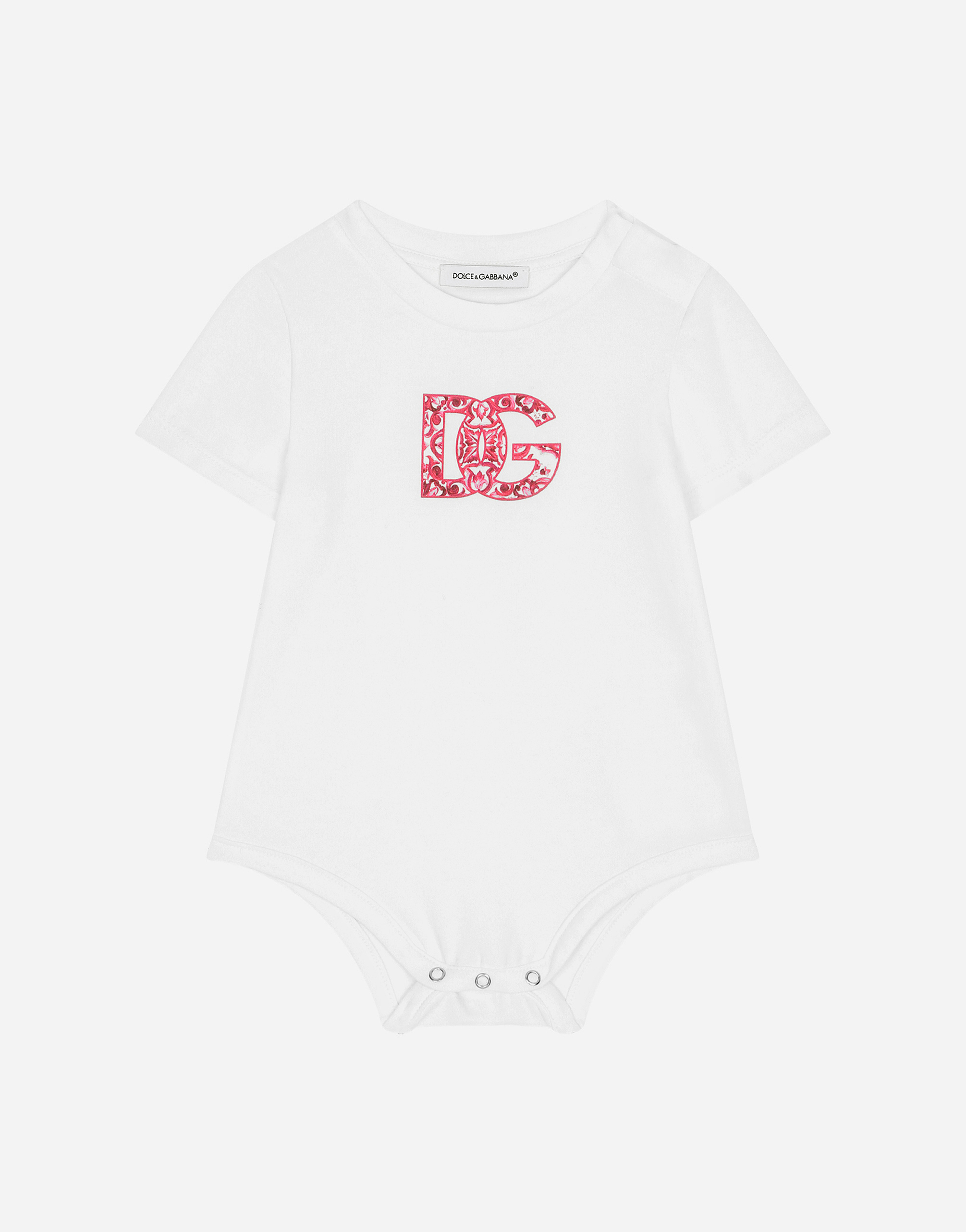 DOLCE & GABBANA 2-BABYGROW GIFT SET IN MAJOLICA-PRINT JERSEY