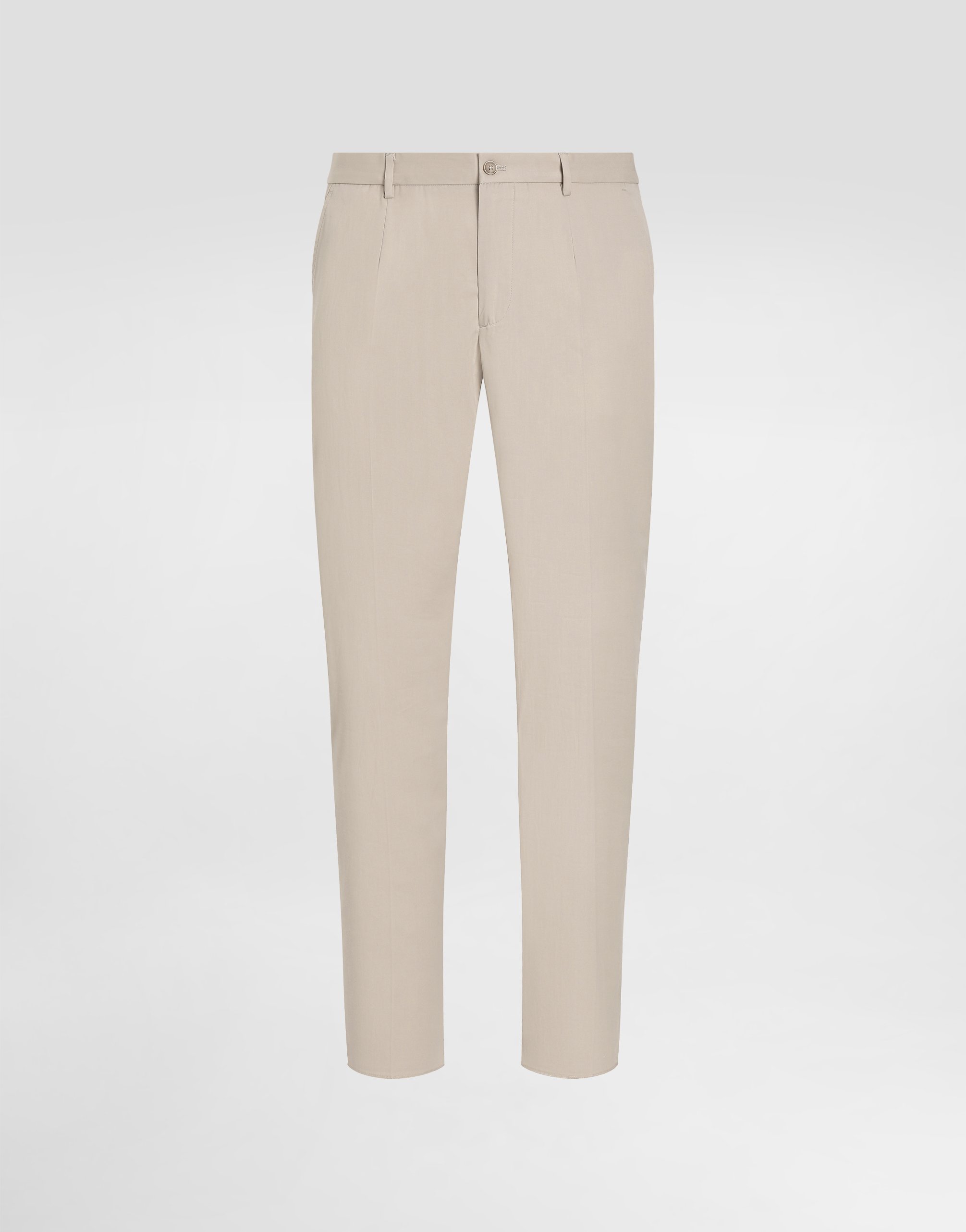Stretch cotton pants with branded tag in Beige for Men