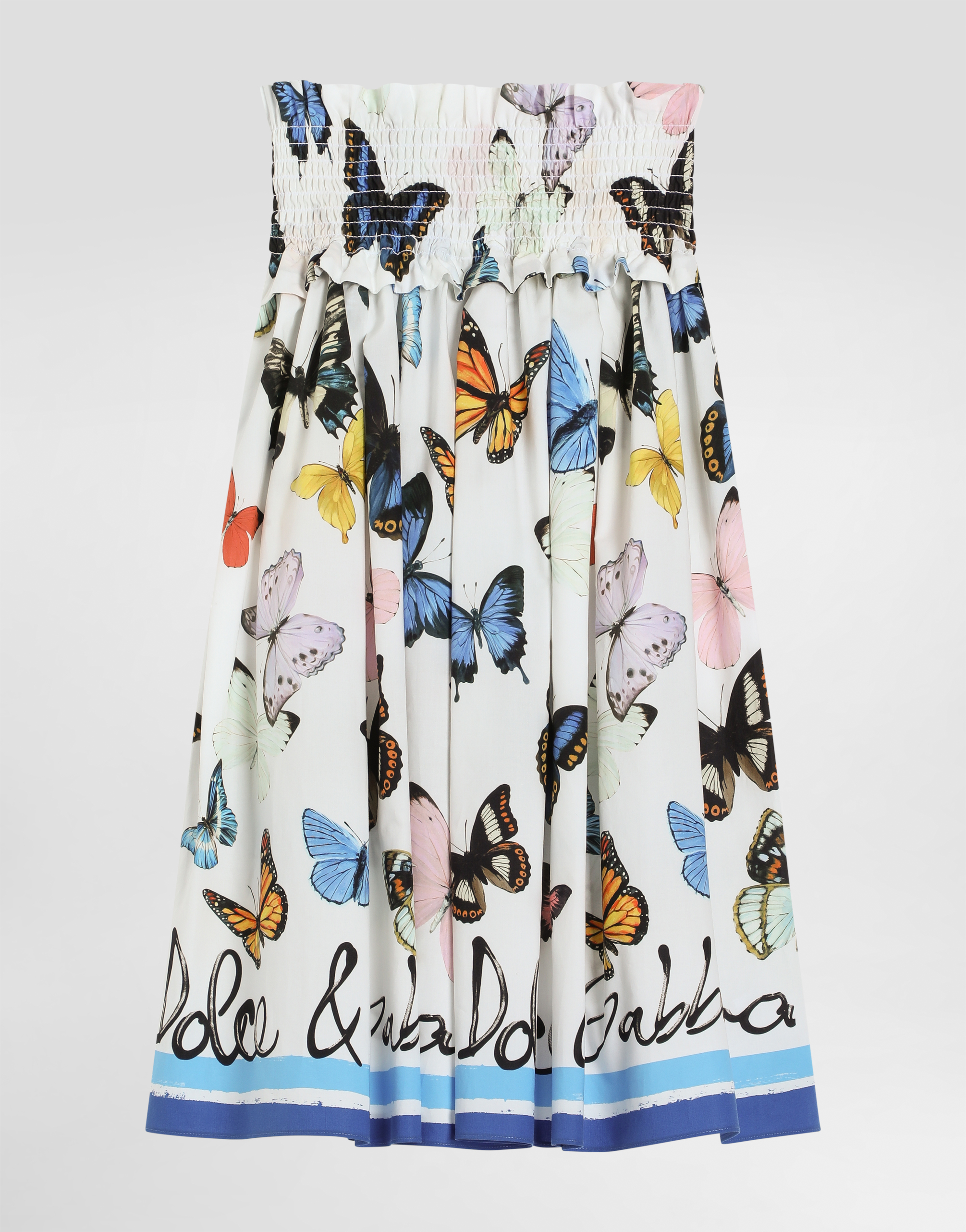 Dolce & Gabbana Butterfly-print Poplin Skirt In Print