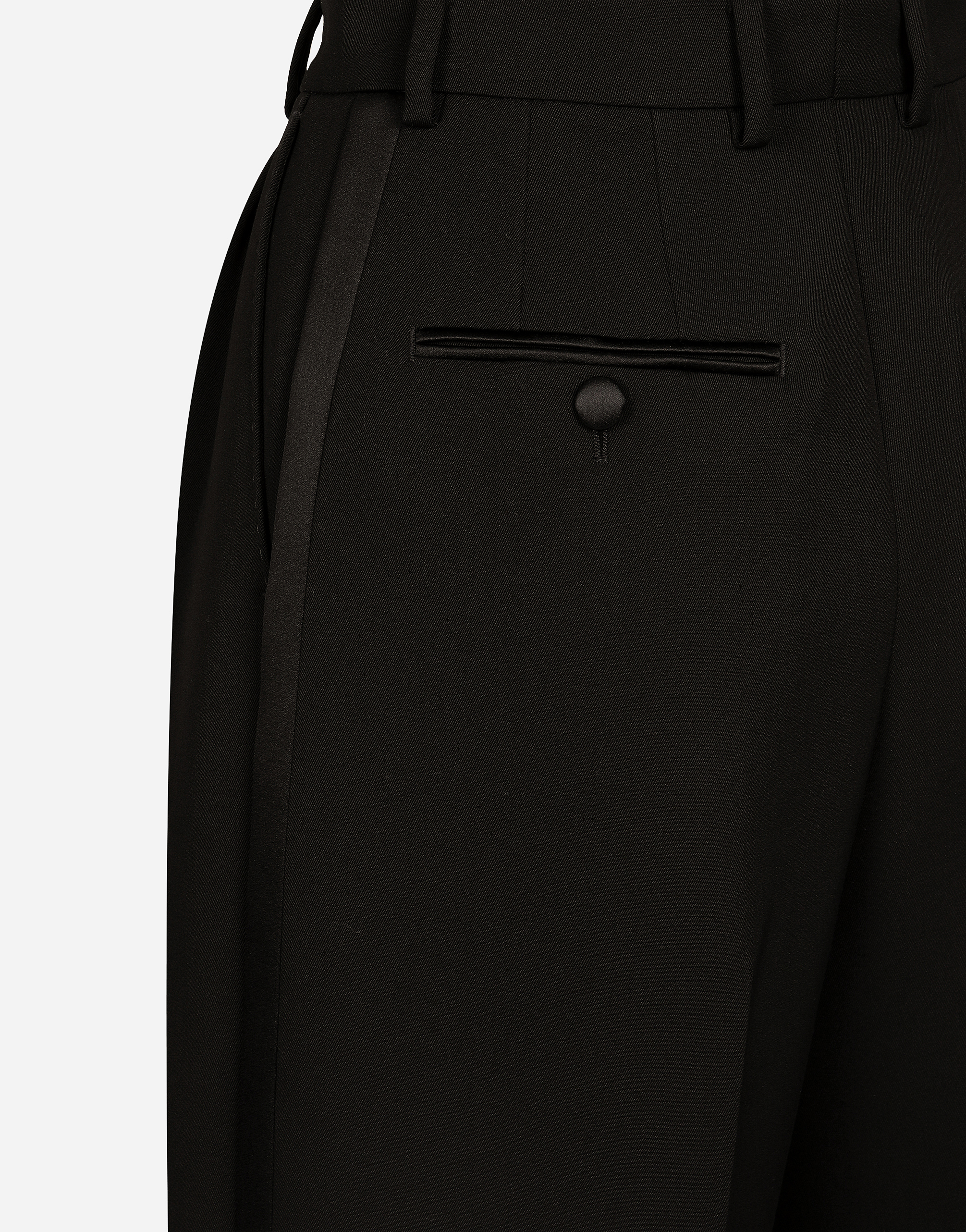 Wool gabardine tuxedo Bermuda shorts