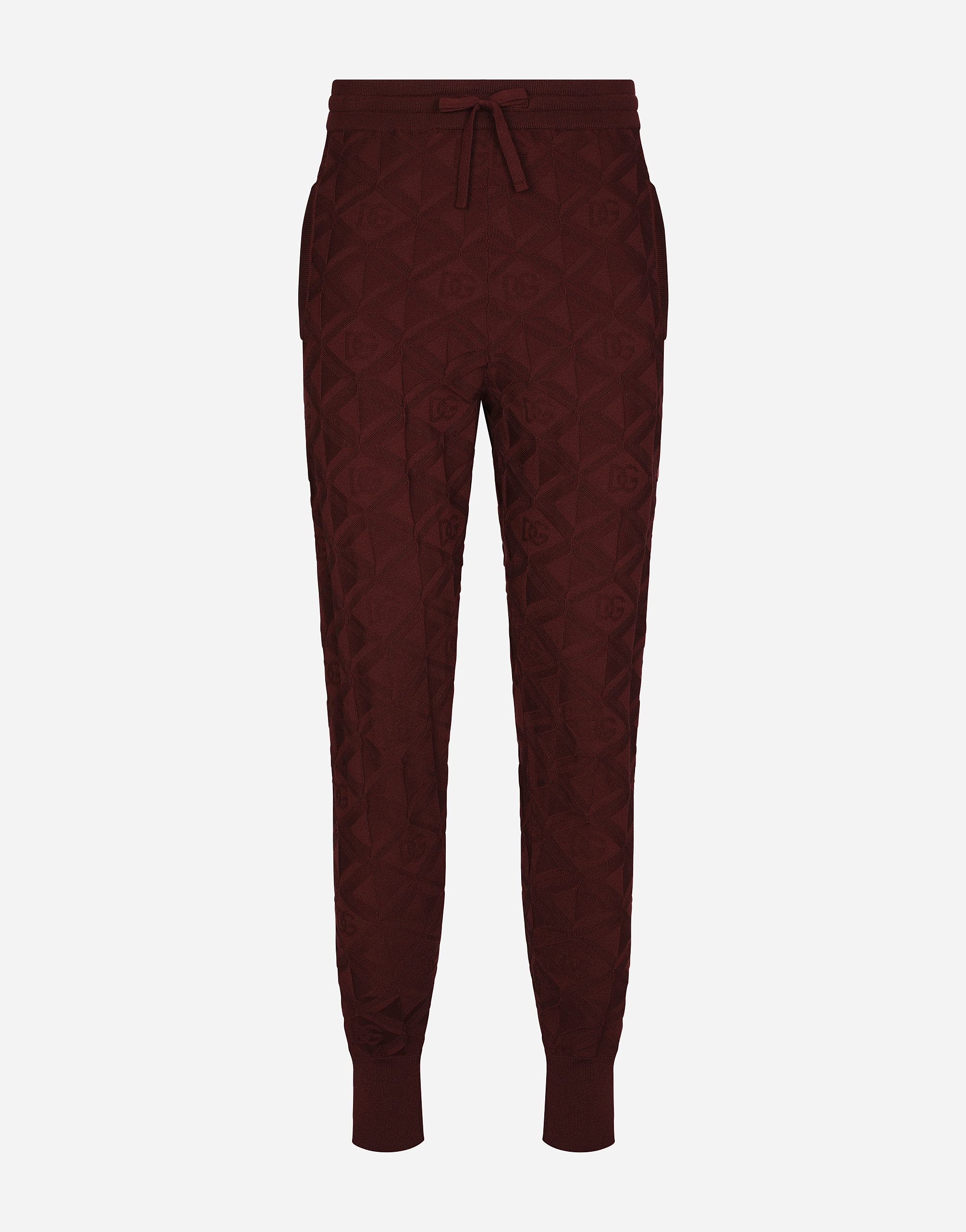 Dolce & Gabbana 3d Silk Jacquard Jogging Pants In Very_dark_aubergine