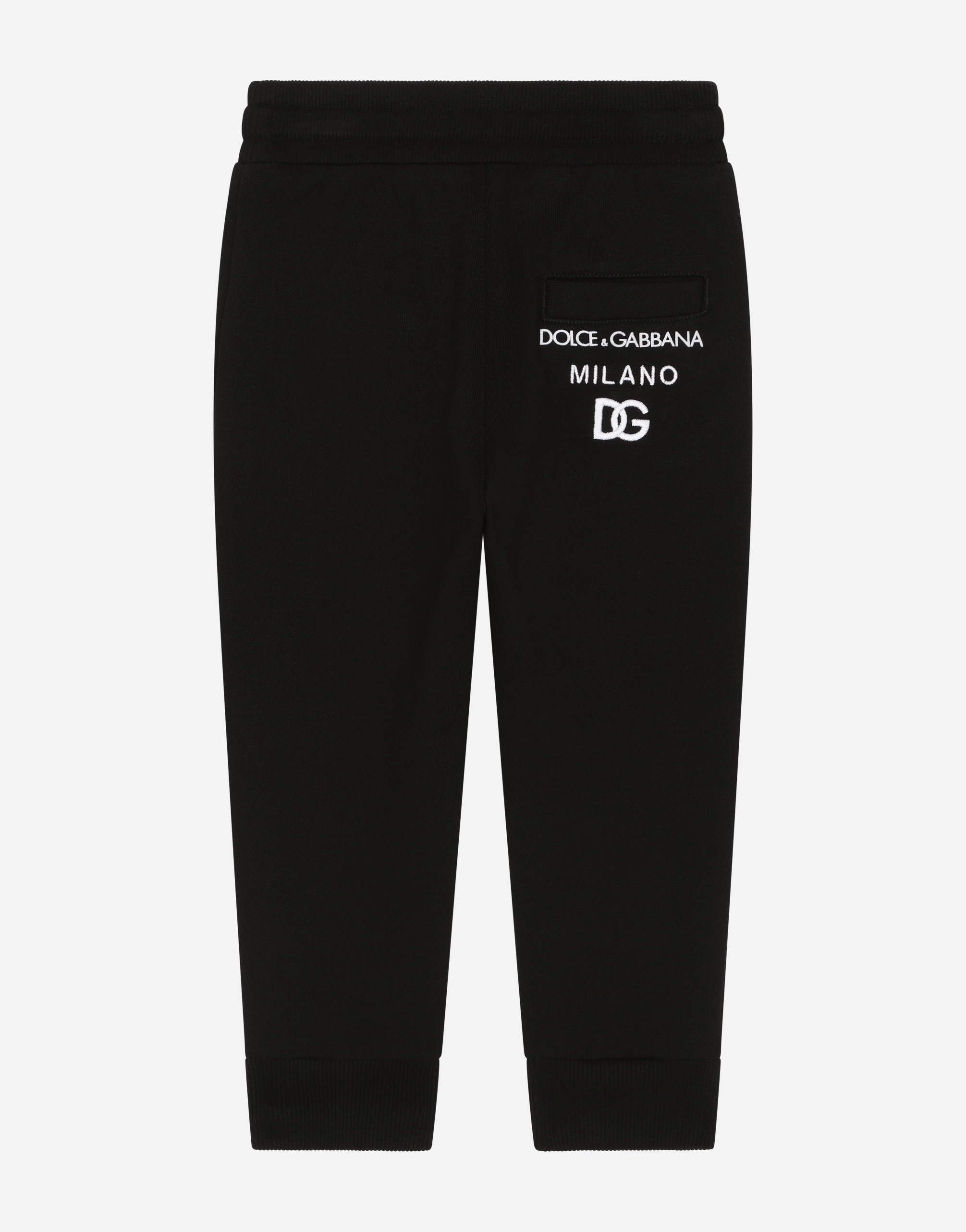 Shop Dolce & Gabbana Jersey Jogging Pants With Logo Embroidery In Black