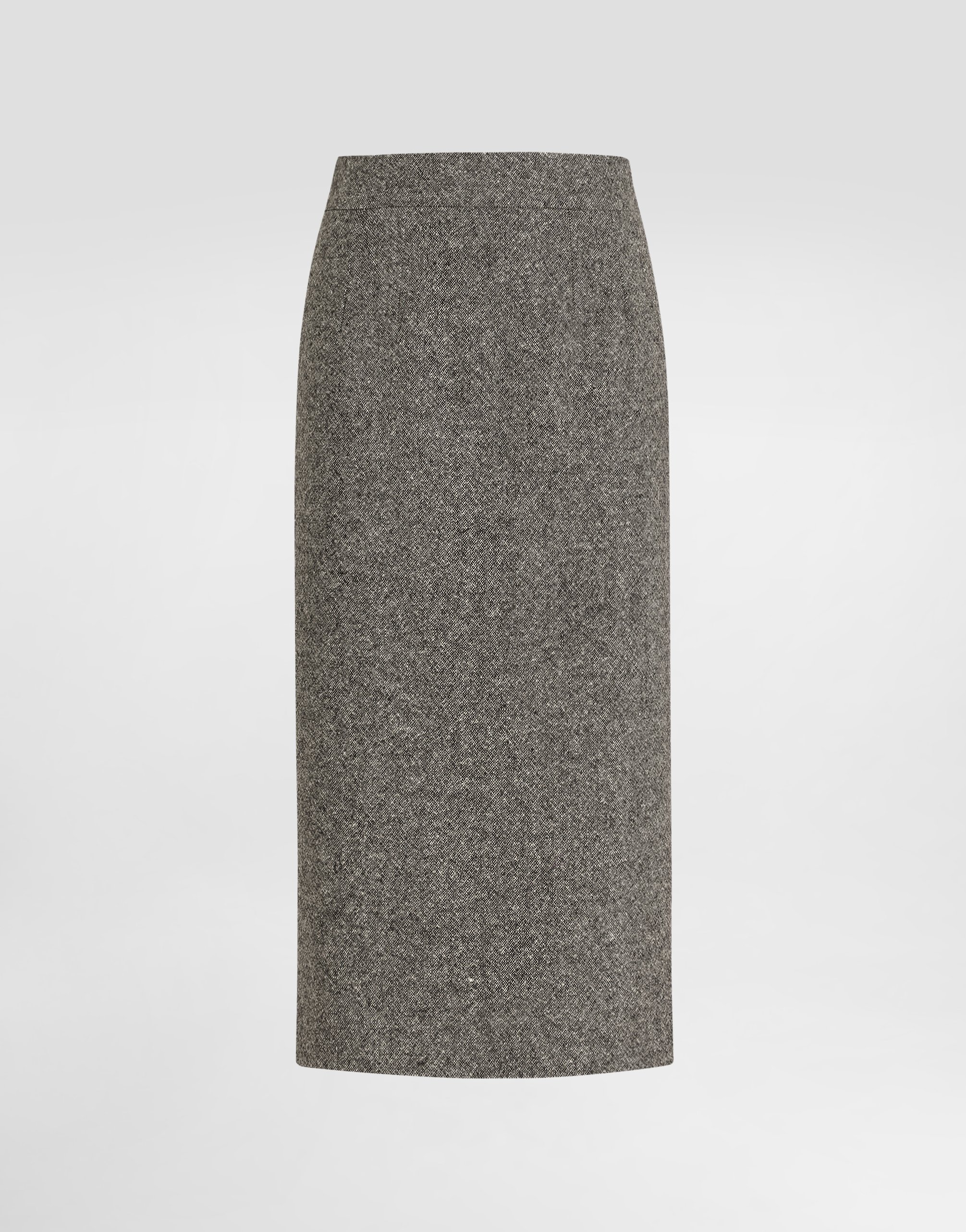 Dolce & Gabbana Women Midi Skirt With Textured Knit In Gray