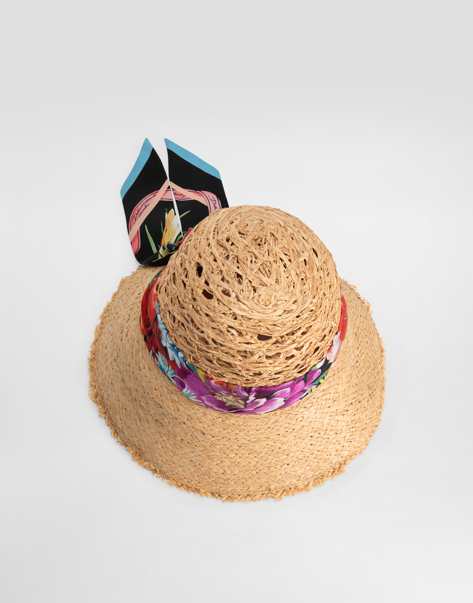 Dolce & Gabbana Straw Hat With Bandeau Scarf