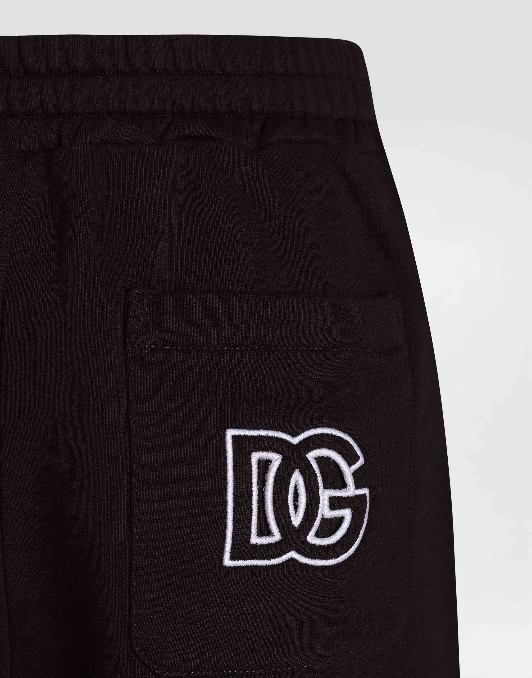 Dolce & Gabbana Shorts In Felpa Con Ricamo Dg In Black