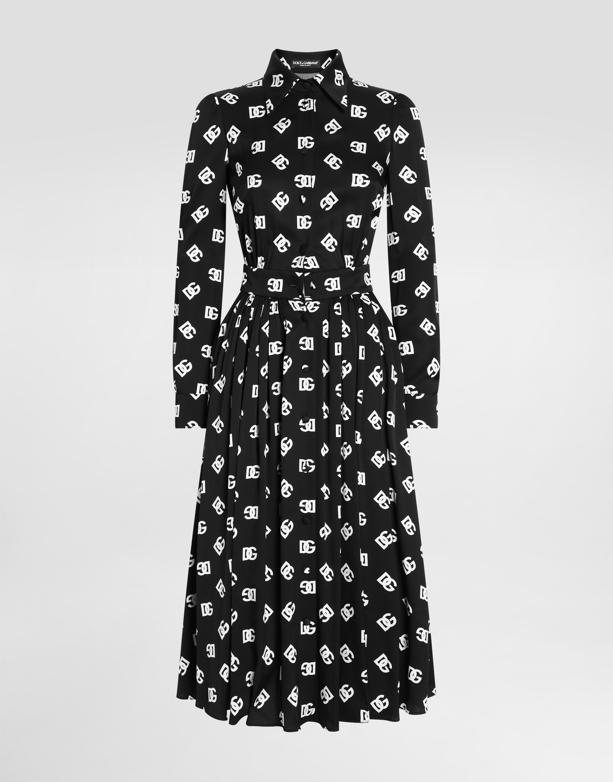 Dolce & Gabbana Logo Silk-blend Midi Dress In Multicolor