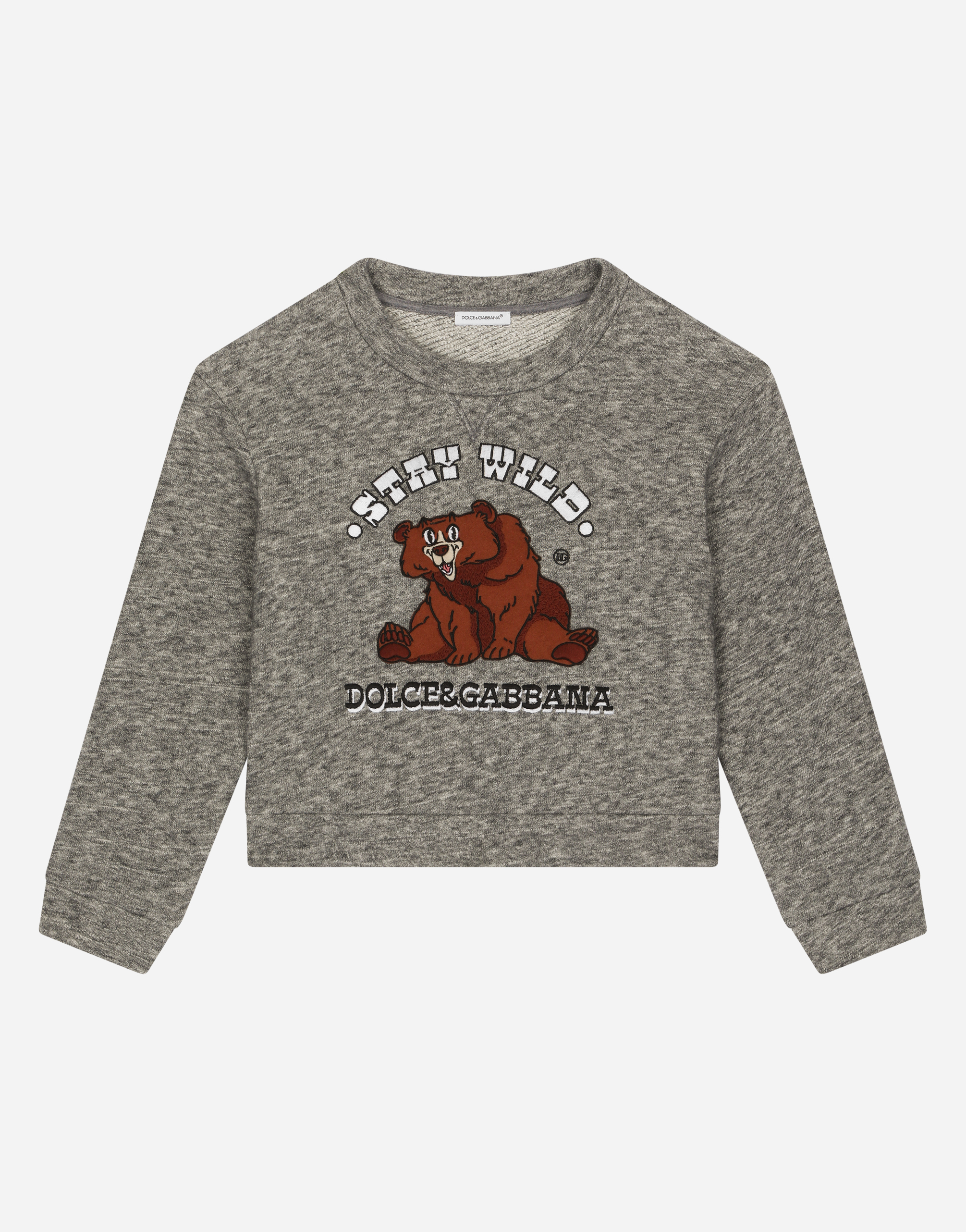 DOLCE & GABBANA JERSEY ROUND-NECK SWEATSHIRT WITH EMBROIDERY AND PATCH