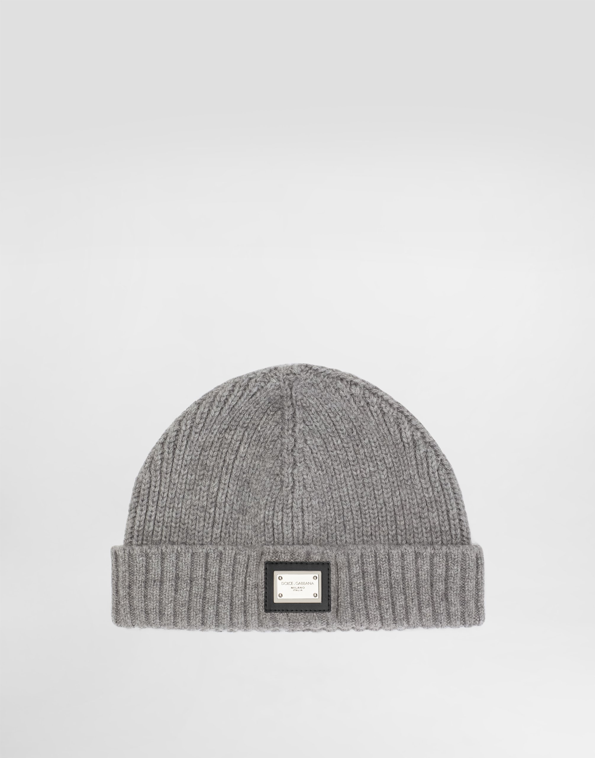 Dolce & Gabbana Ribbed Knit Hat - Man Accessories Gray M
