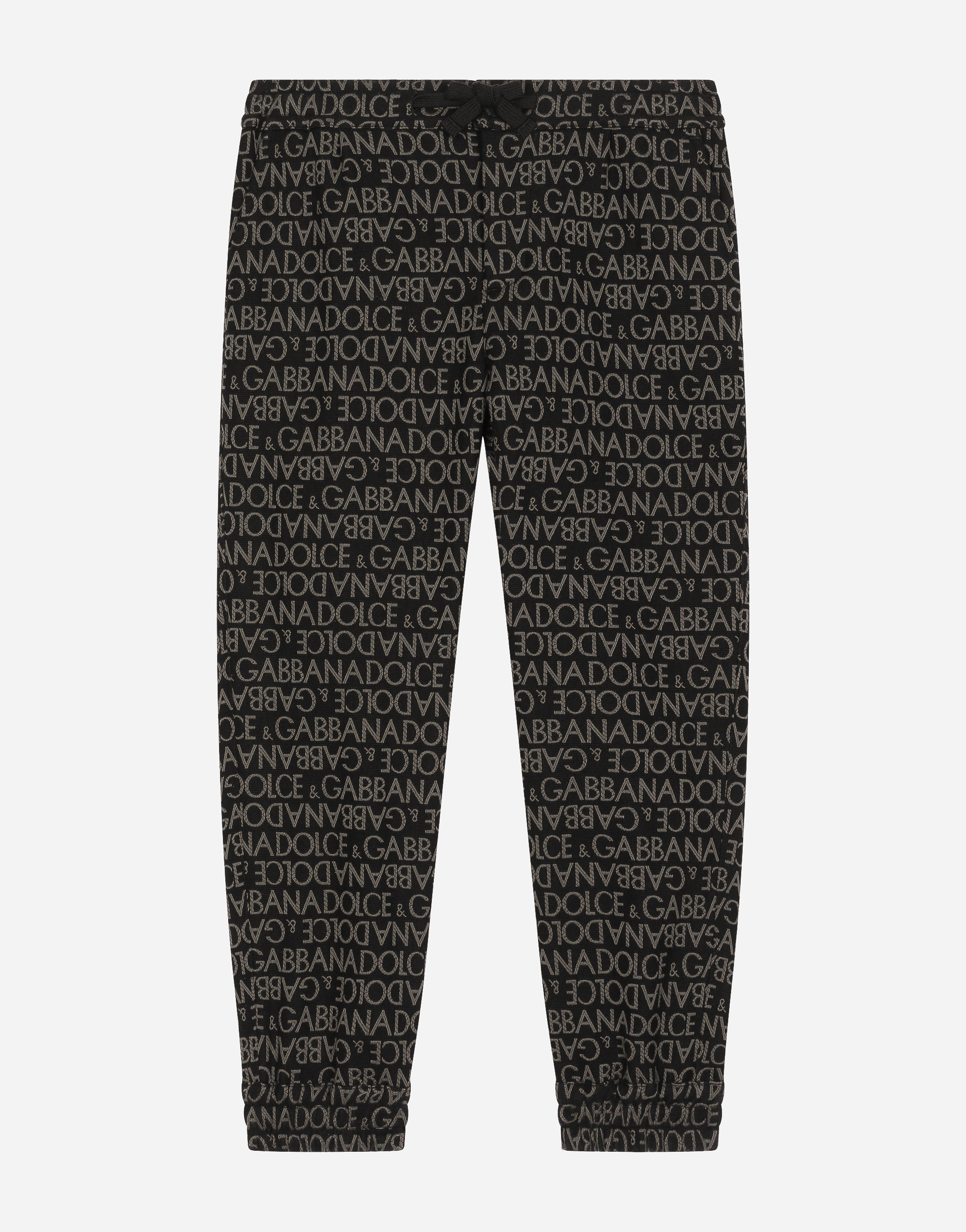 Dolce & Gabbana Cotton Sports Trousers With Jacquard Logo In Multicolor