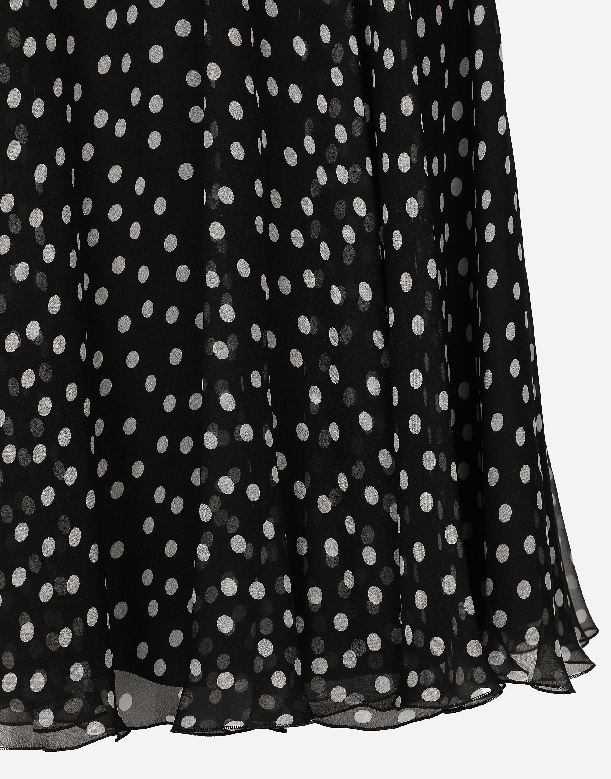 Dolce & Gabbana Coriander Peak Polka-dot Chiffon One-shoulder Bow Midi Dress In Print