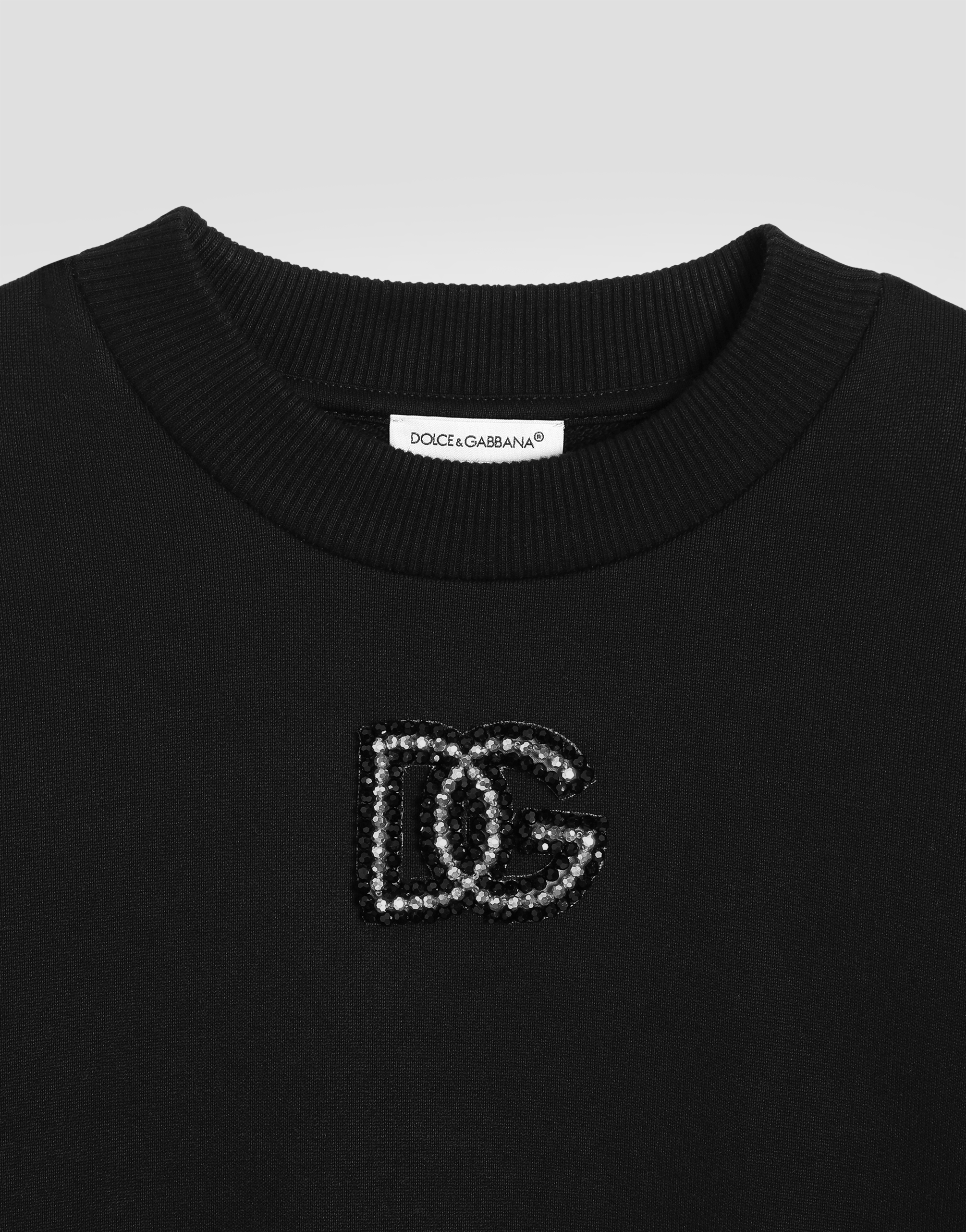 Dolce & Gabbana Sweatshirt With Dg Rhinestone Patch In Multi