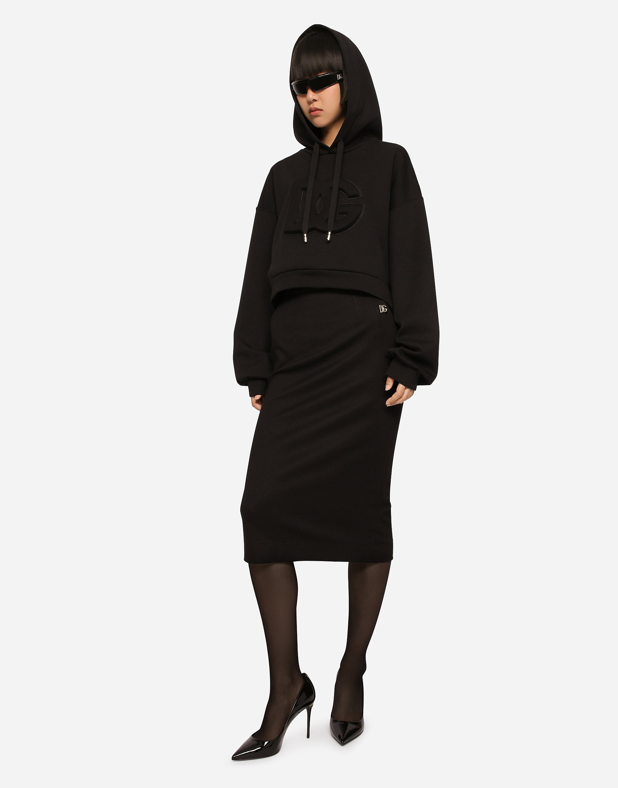 Shop Dolce & Gabbana Milano Rib Midi Skirt In Black