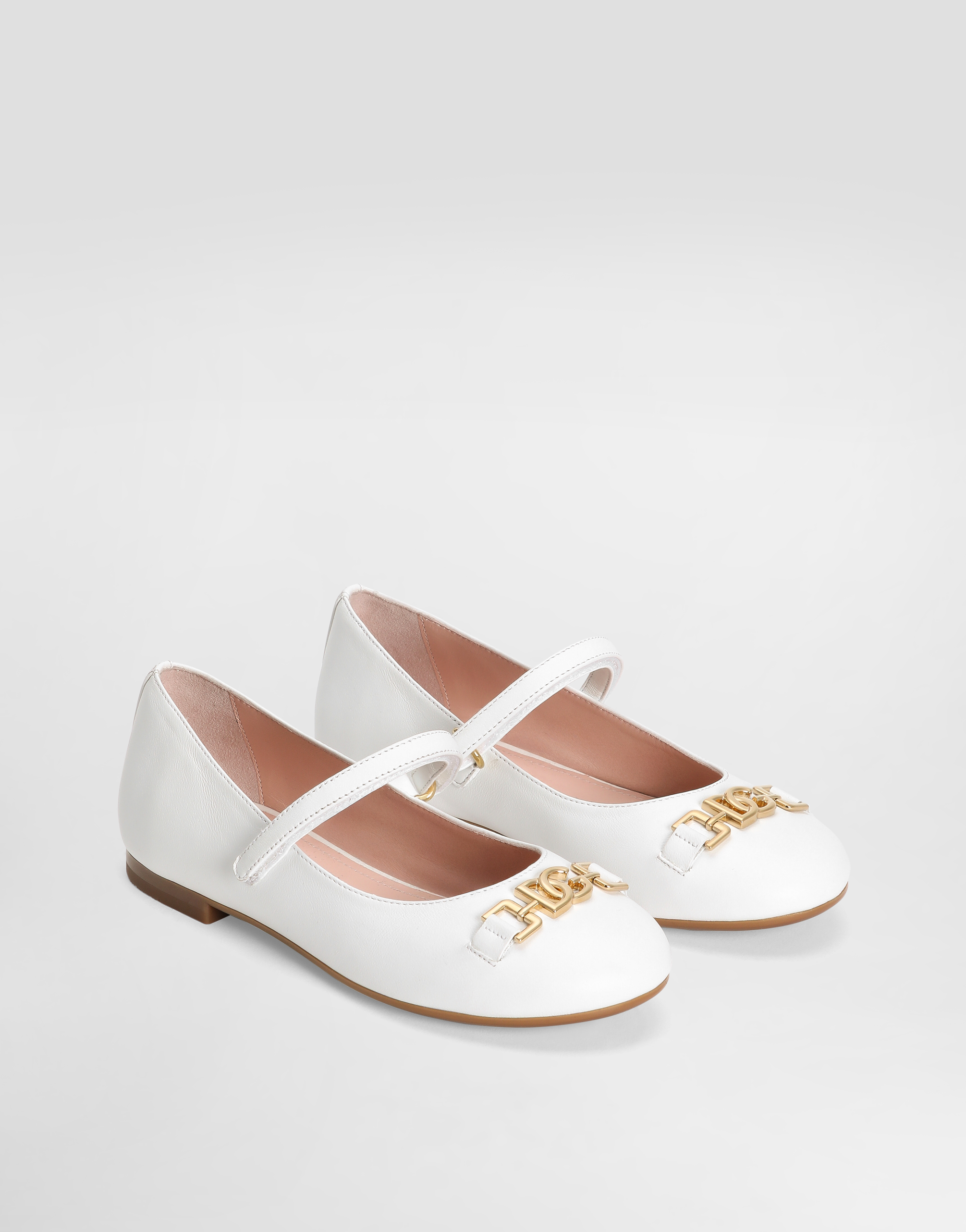 Dolce & Gabbana Nappa Lambskin Ballet Flats In White