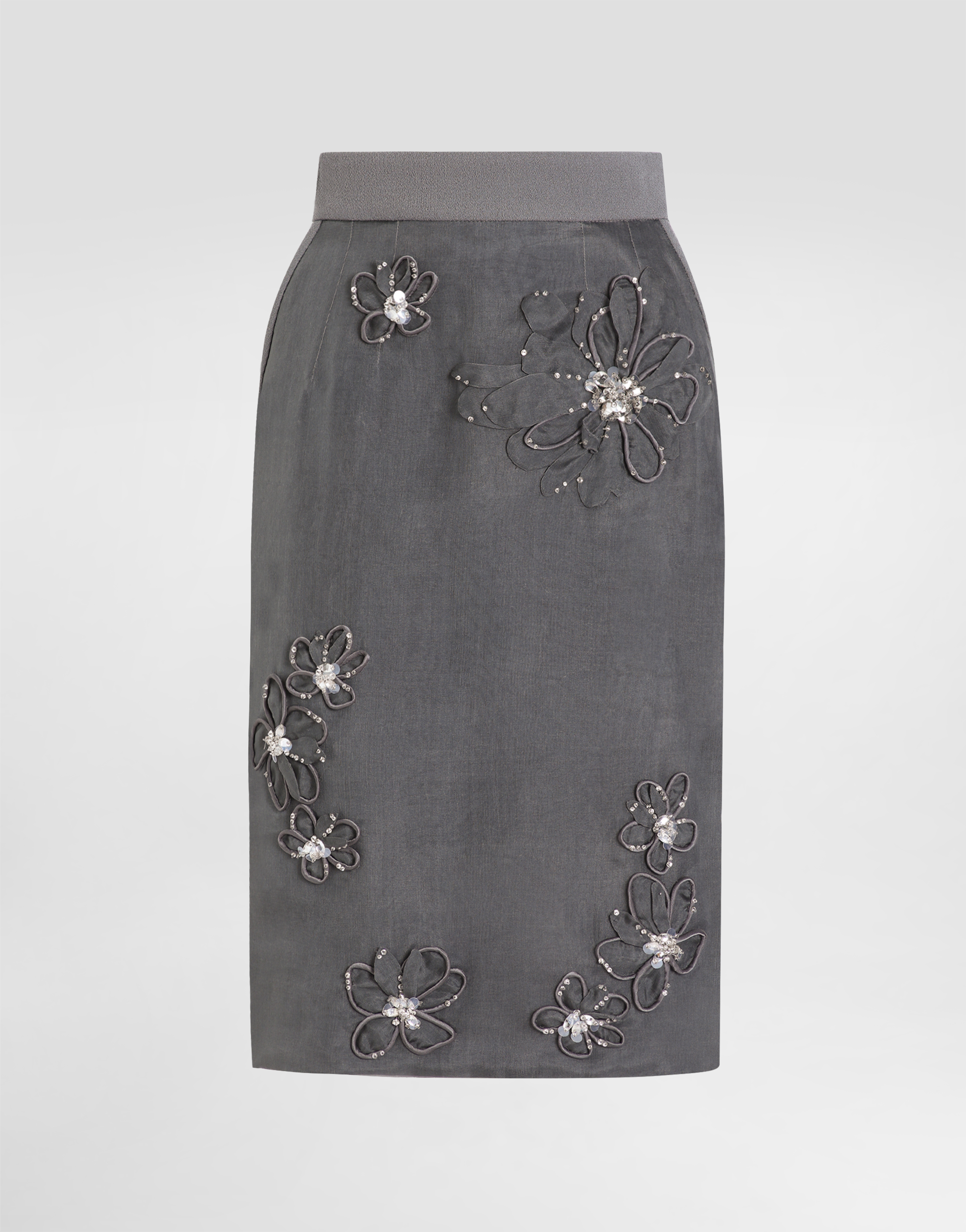 Dolce & Gabbana Organza Midi Skirt With Flower Embroidery In Multicolor