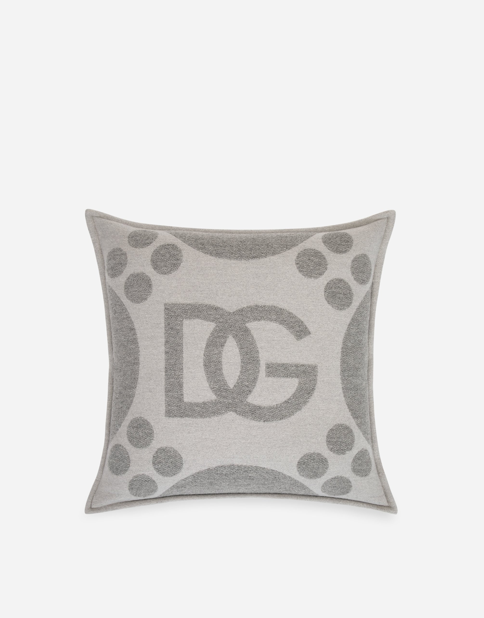 Dolce & Gabbana Wool Jacquard Cushion Medium In Gray