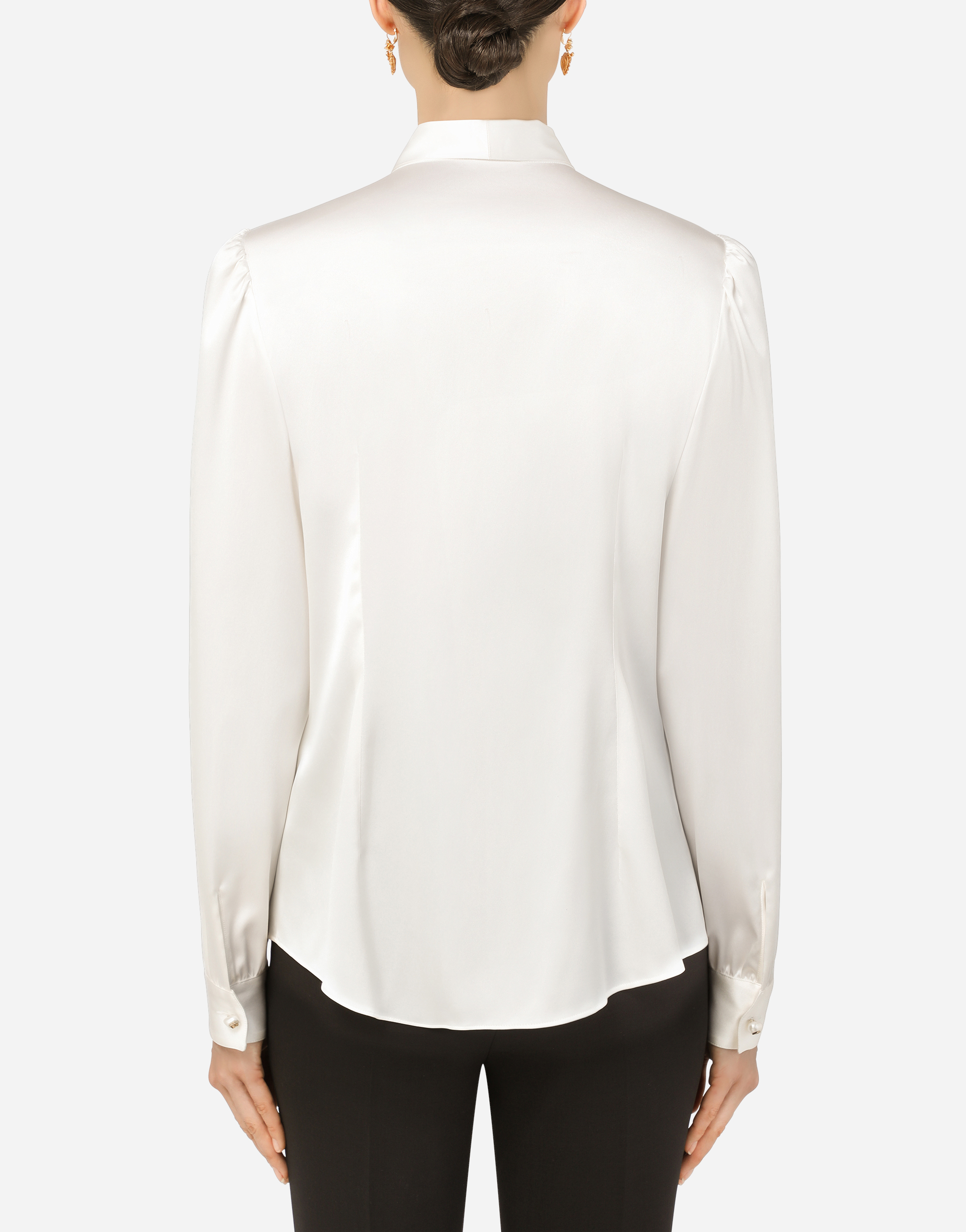 Satin shirt with pearl buttons DG logo