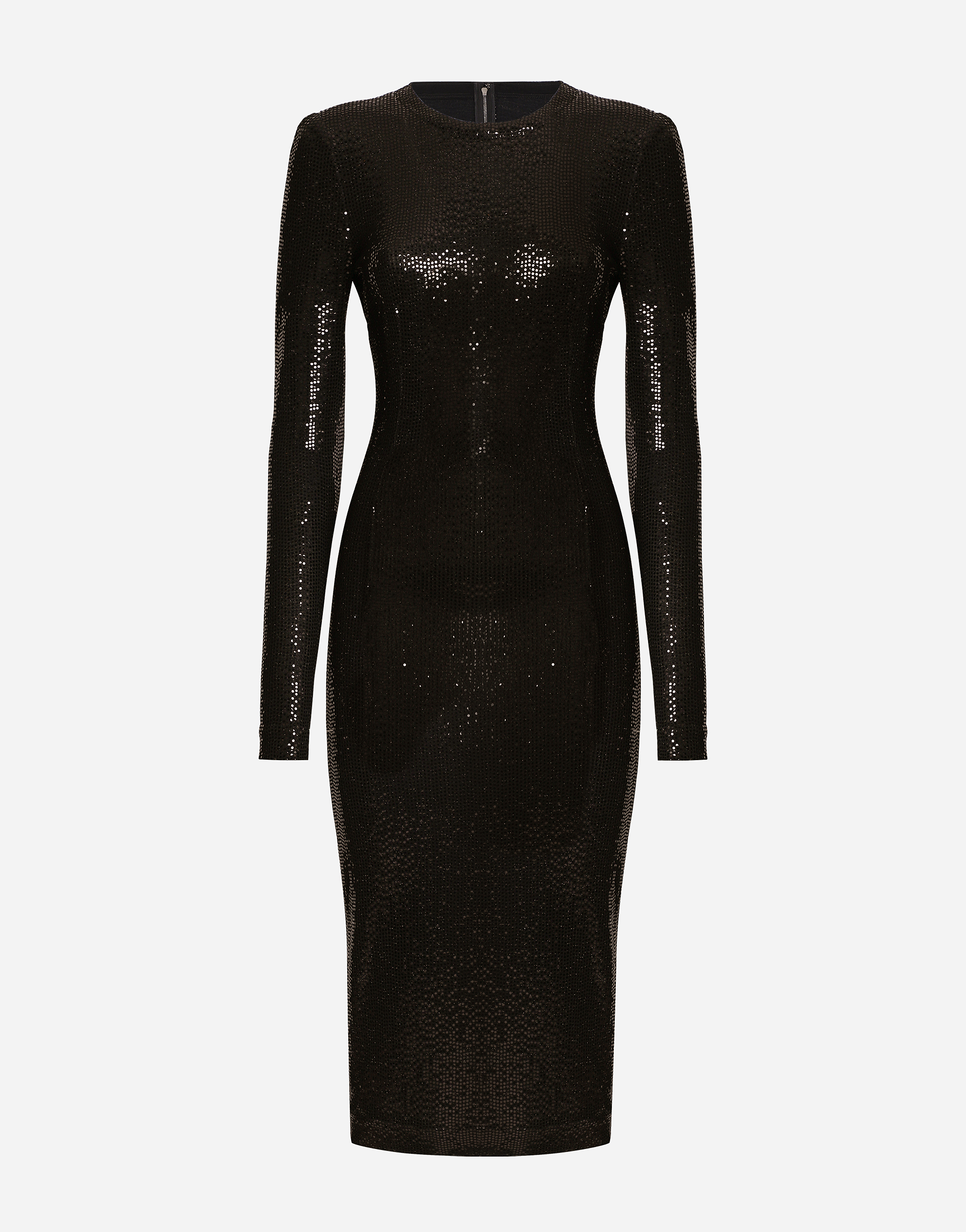 Shop Dolce & Gabbana Jersey Midi Dress With Sequins In Black