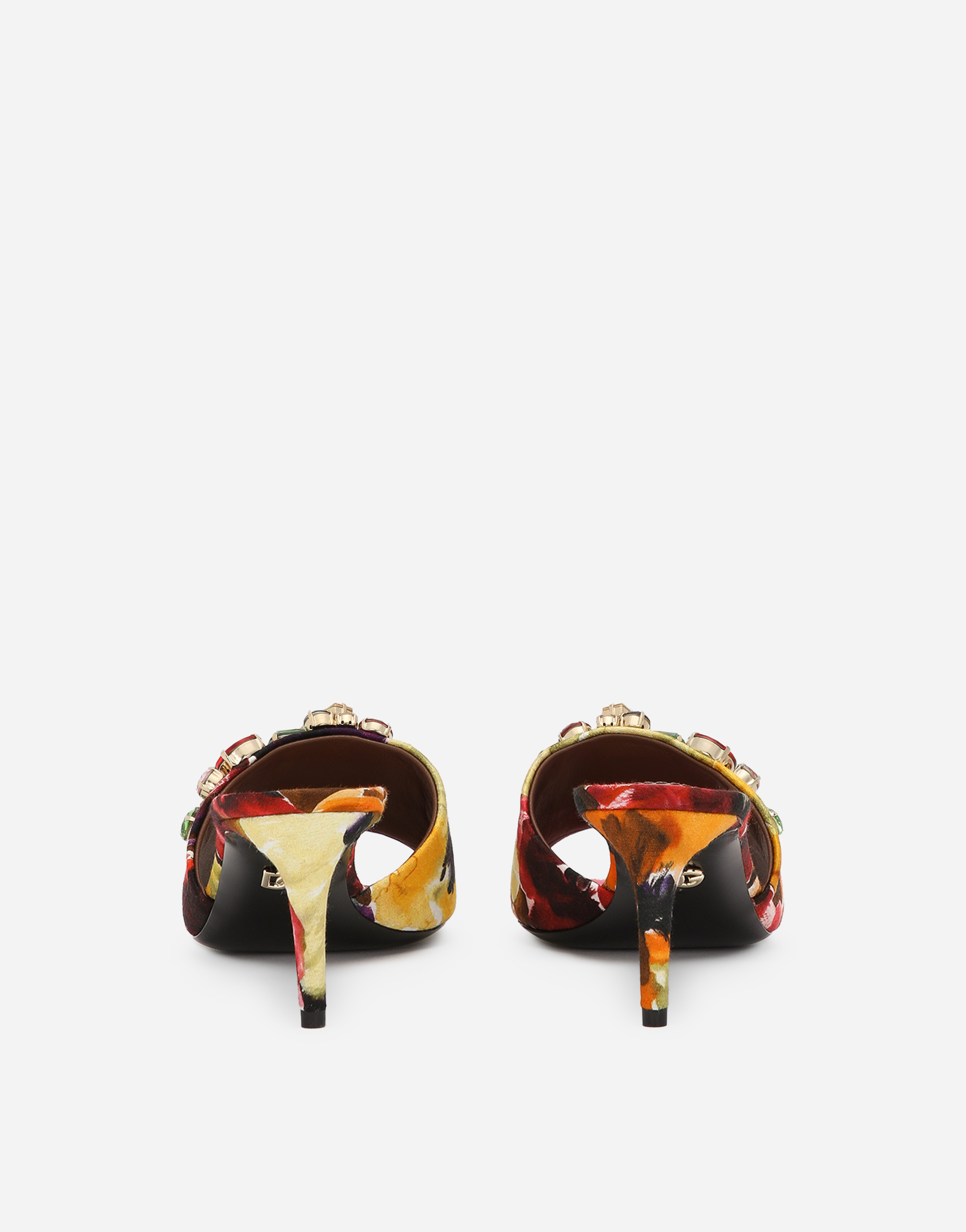 Dolce & Gabbana Floral Embellished Heeled Mules In Imprima