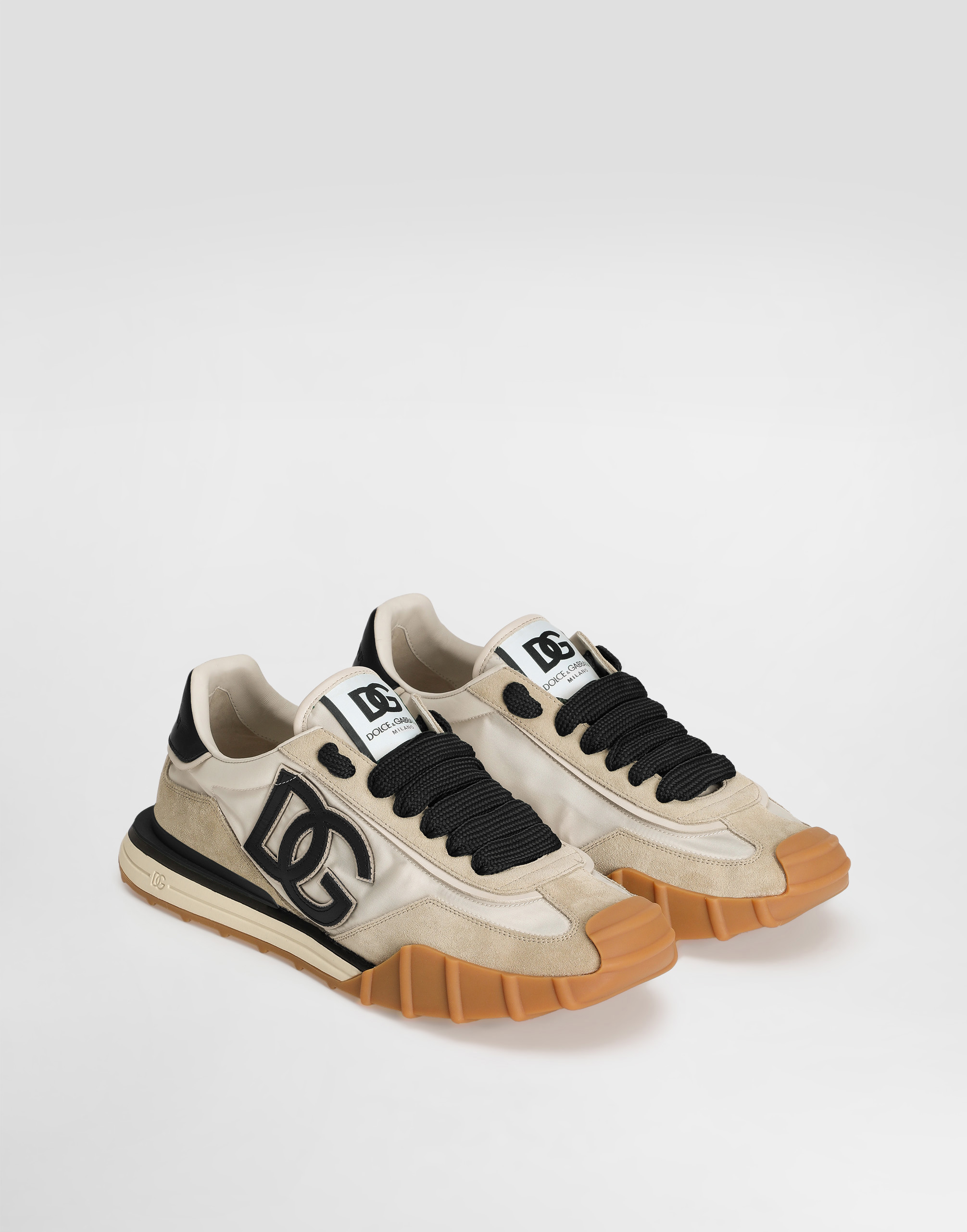 Dolce & Gabbana Dg Athletic Black Low Top Sneakers With Logo Patch On The Tongue And Maxi Logo On The Side In Suede In Multi