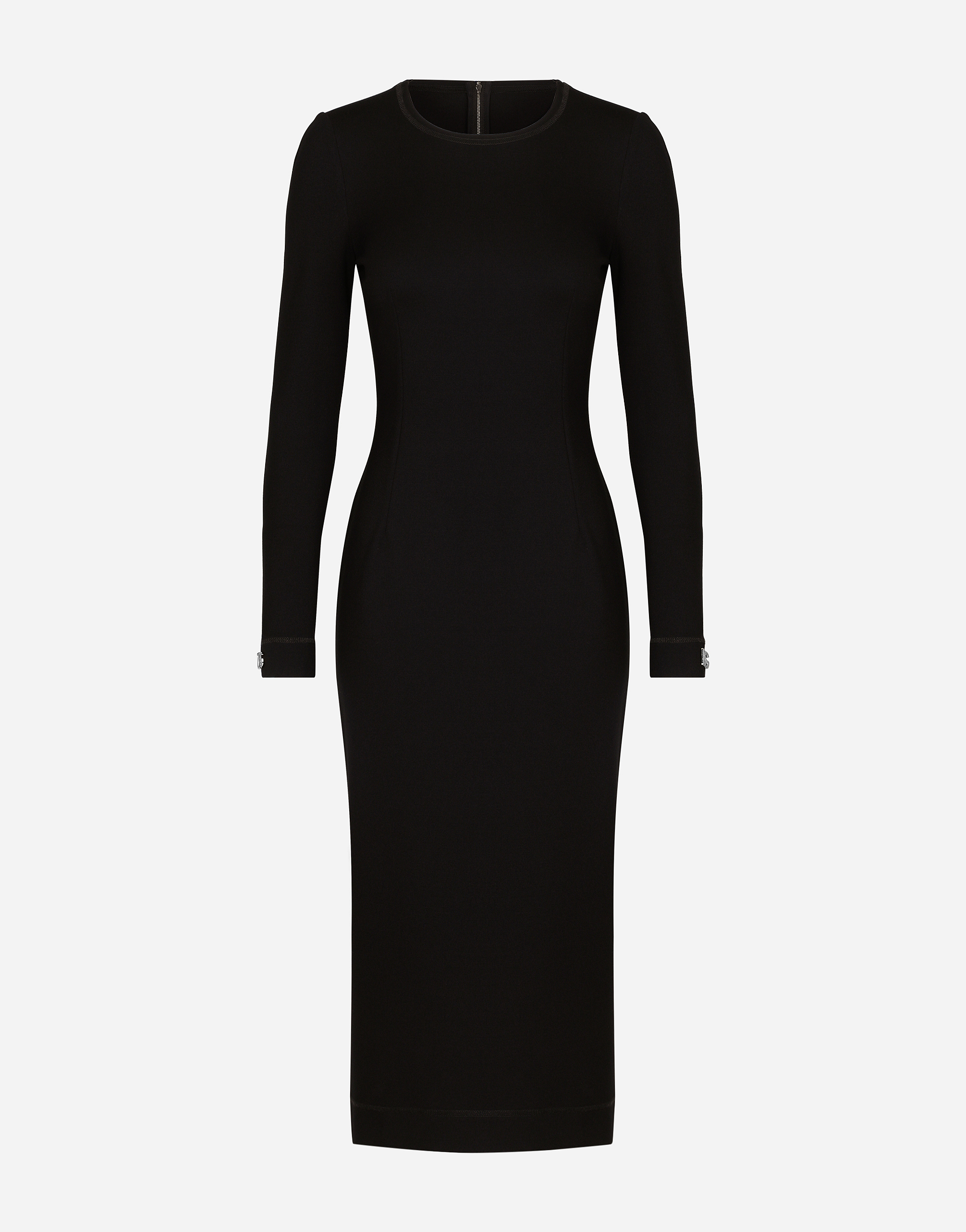 Dolce & Gabbana Jersey Calf-length Dress With Dg Logo Details In Black