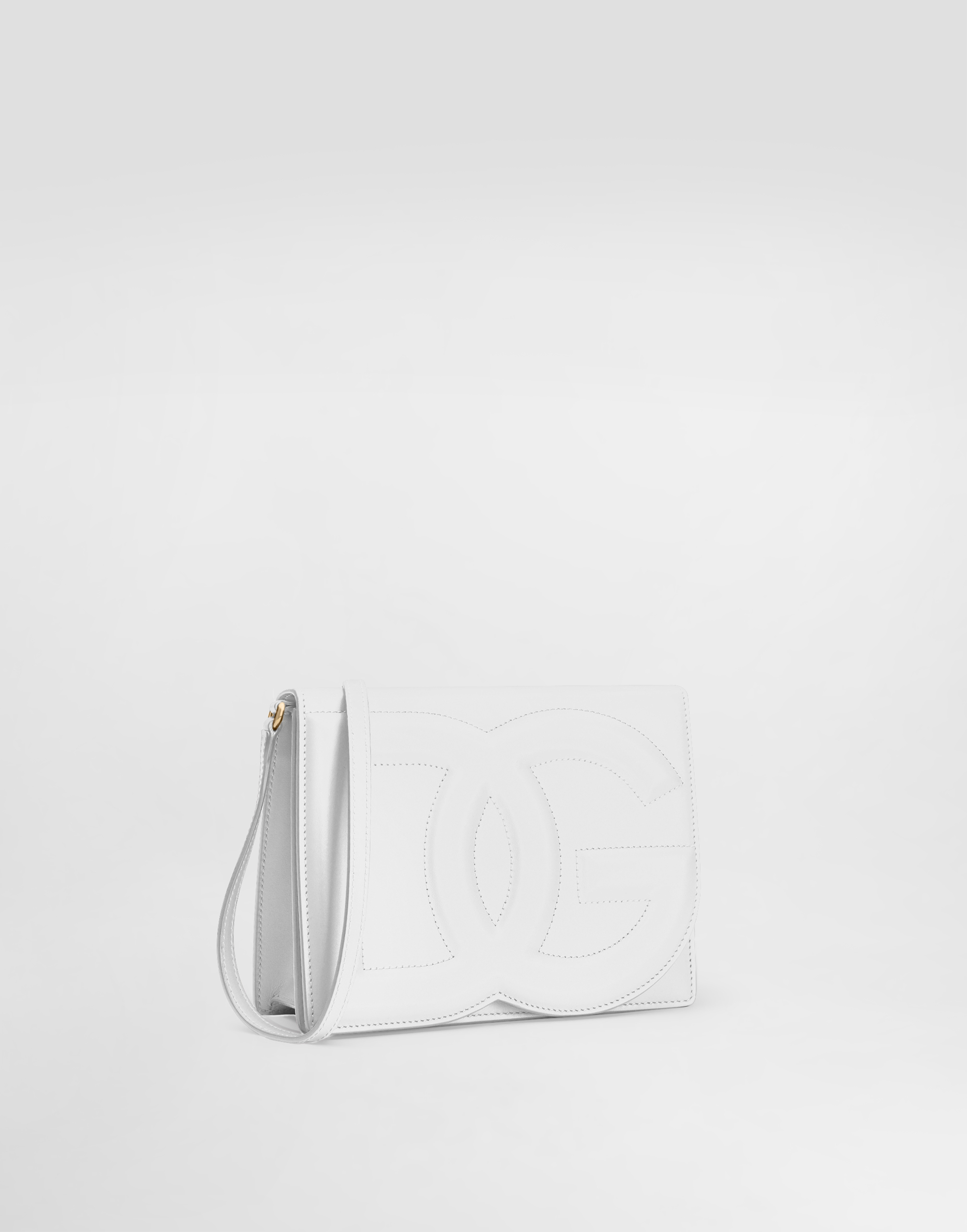 Shop Dolce & Gabbana Calfskin Logo Crossbody Bag In White