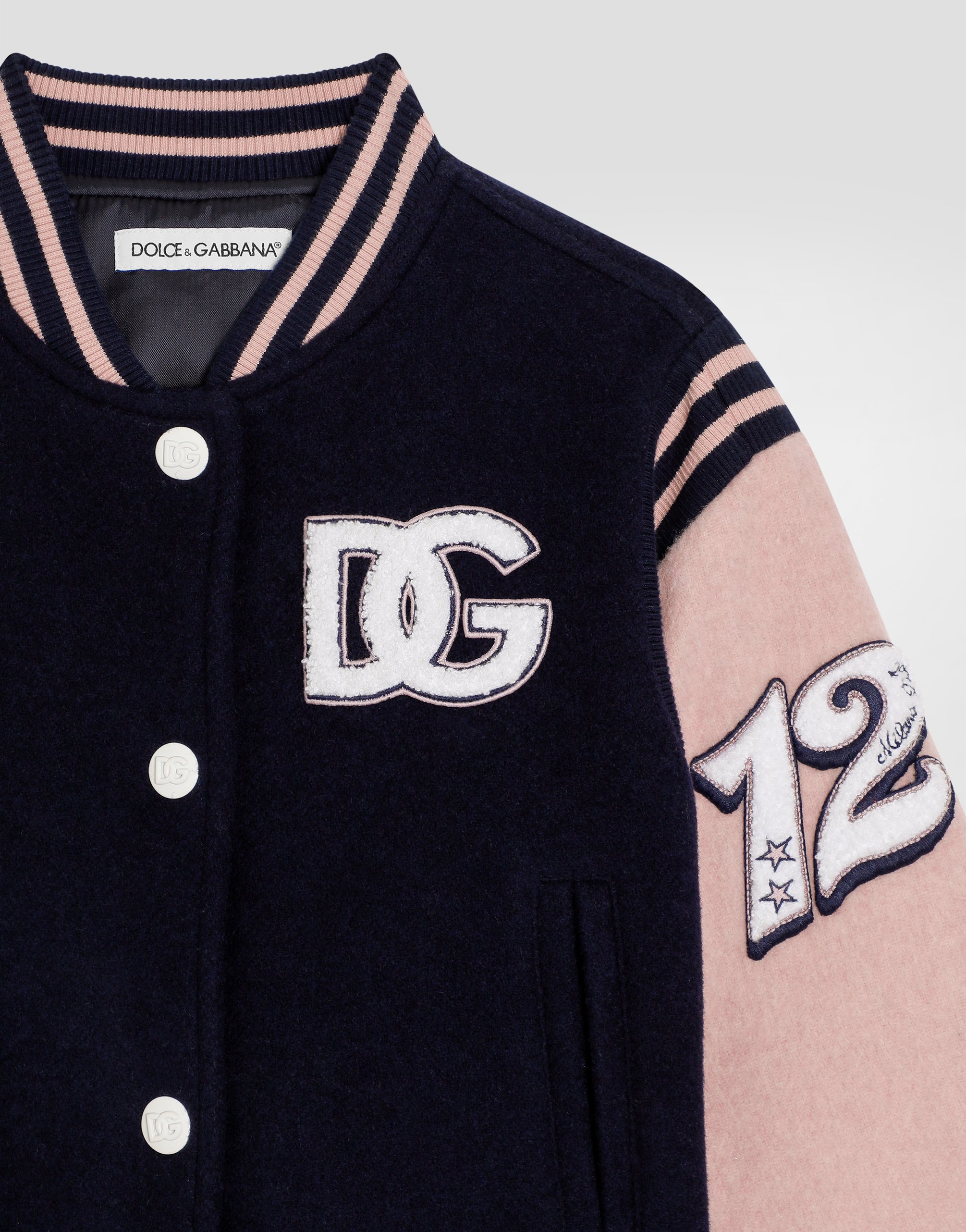 Long cloth bomber jacket with patch