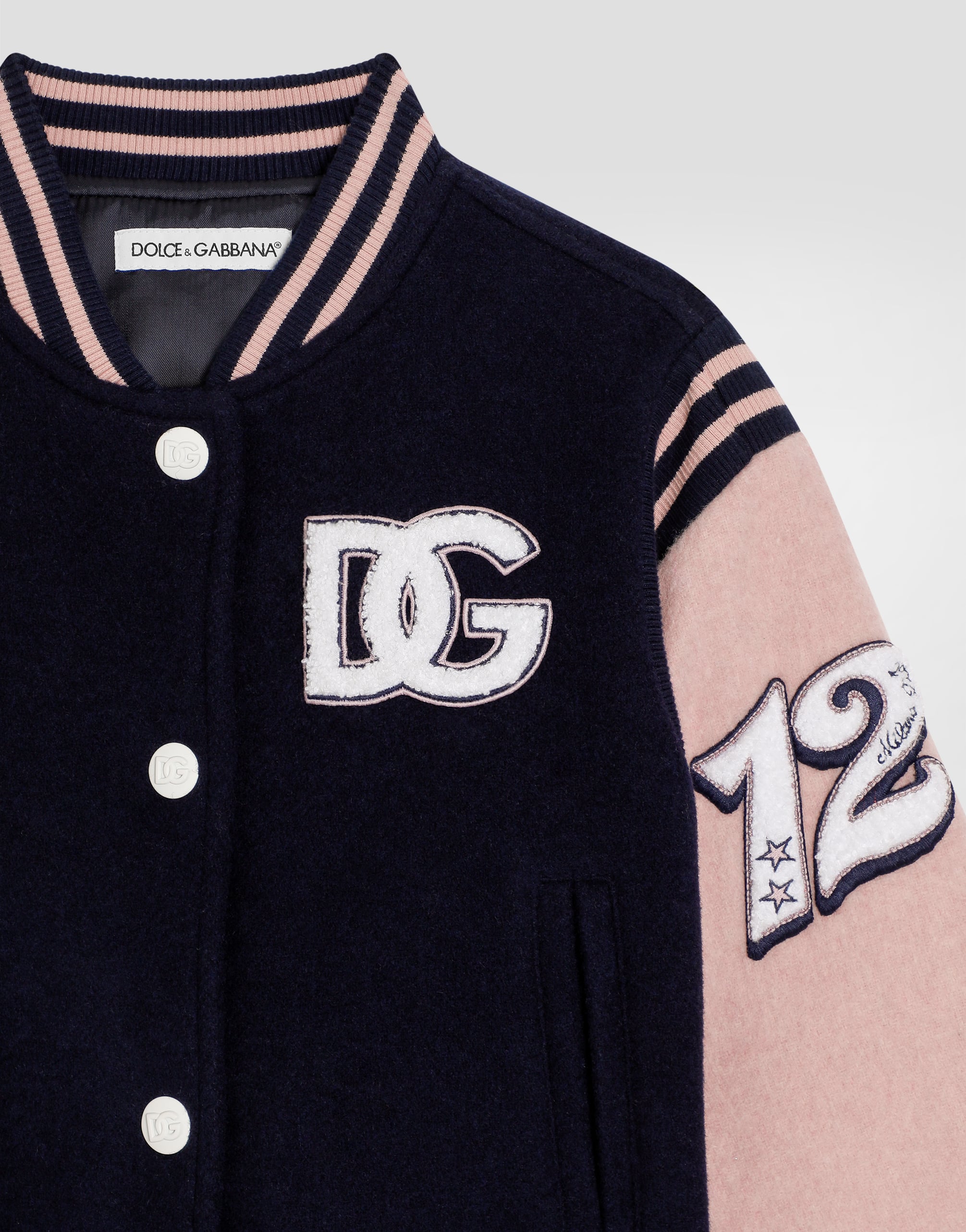  Dolce & Gabbana Lange Bomberjacke Aus Wollstoff Mit Patch - Frau Mäntel Und Jacken Mehrfarbig 8 Years 