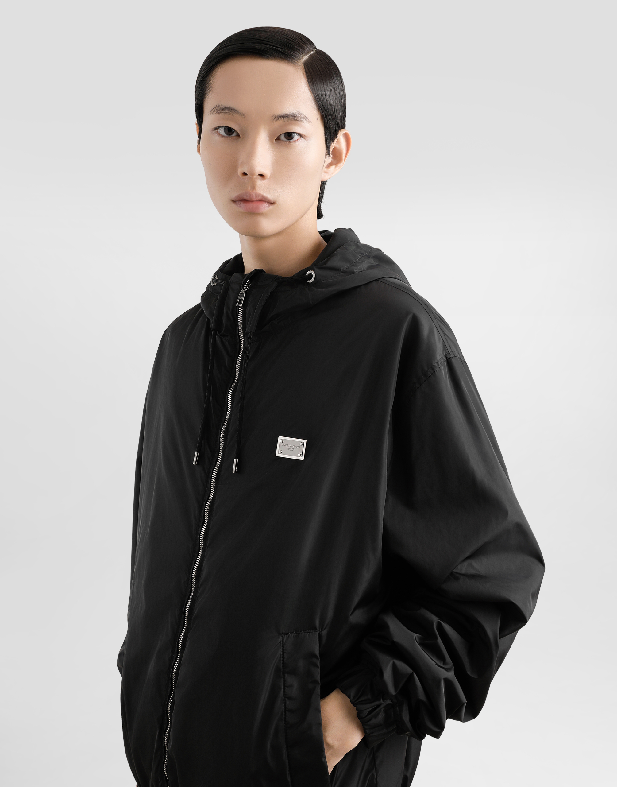 Dolce & Gabbana Logo-plaque Bomber Jacket In Black