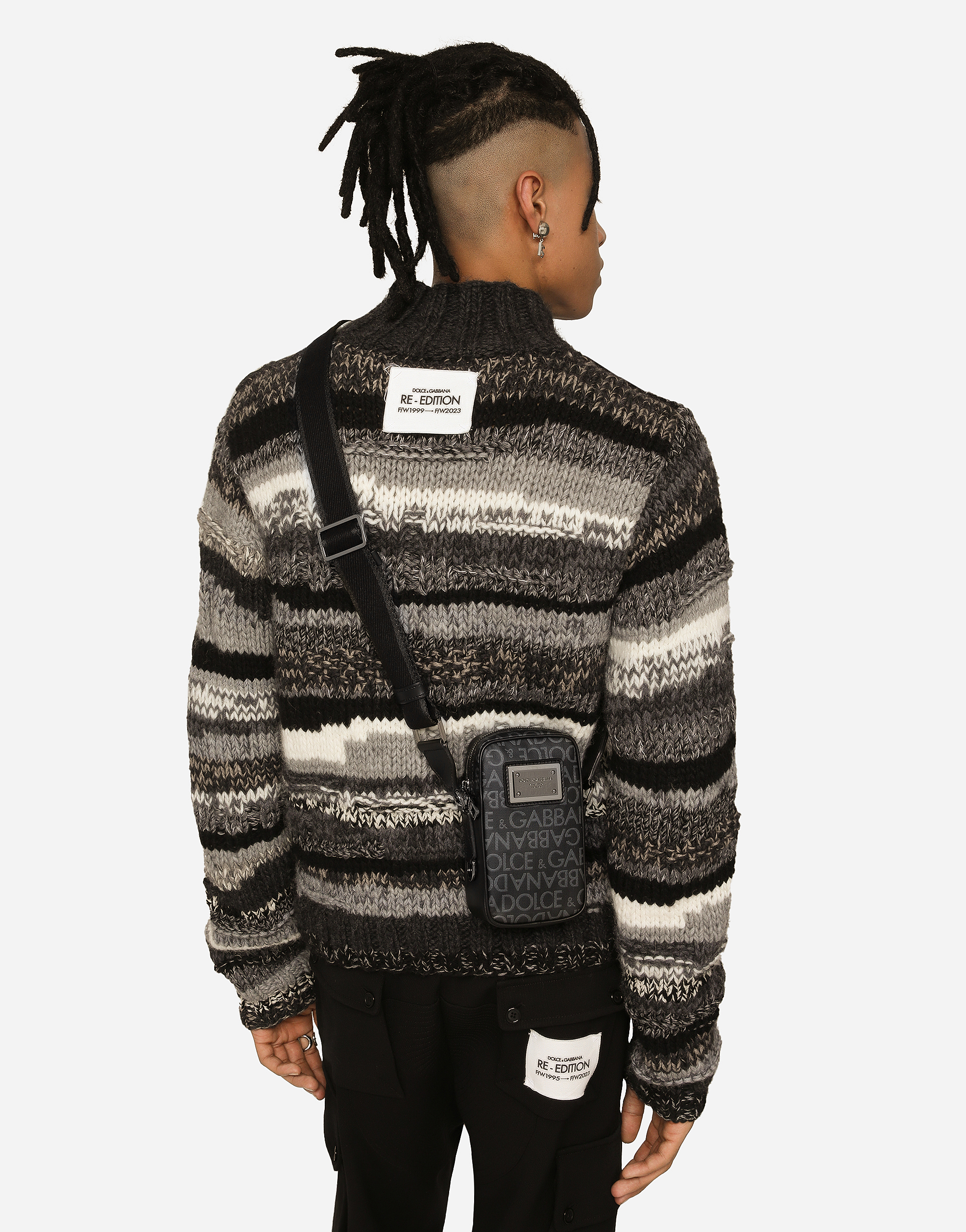 DOLCE & GABBANA SMALL COATED JACQUARD CROSSBODY BAG