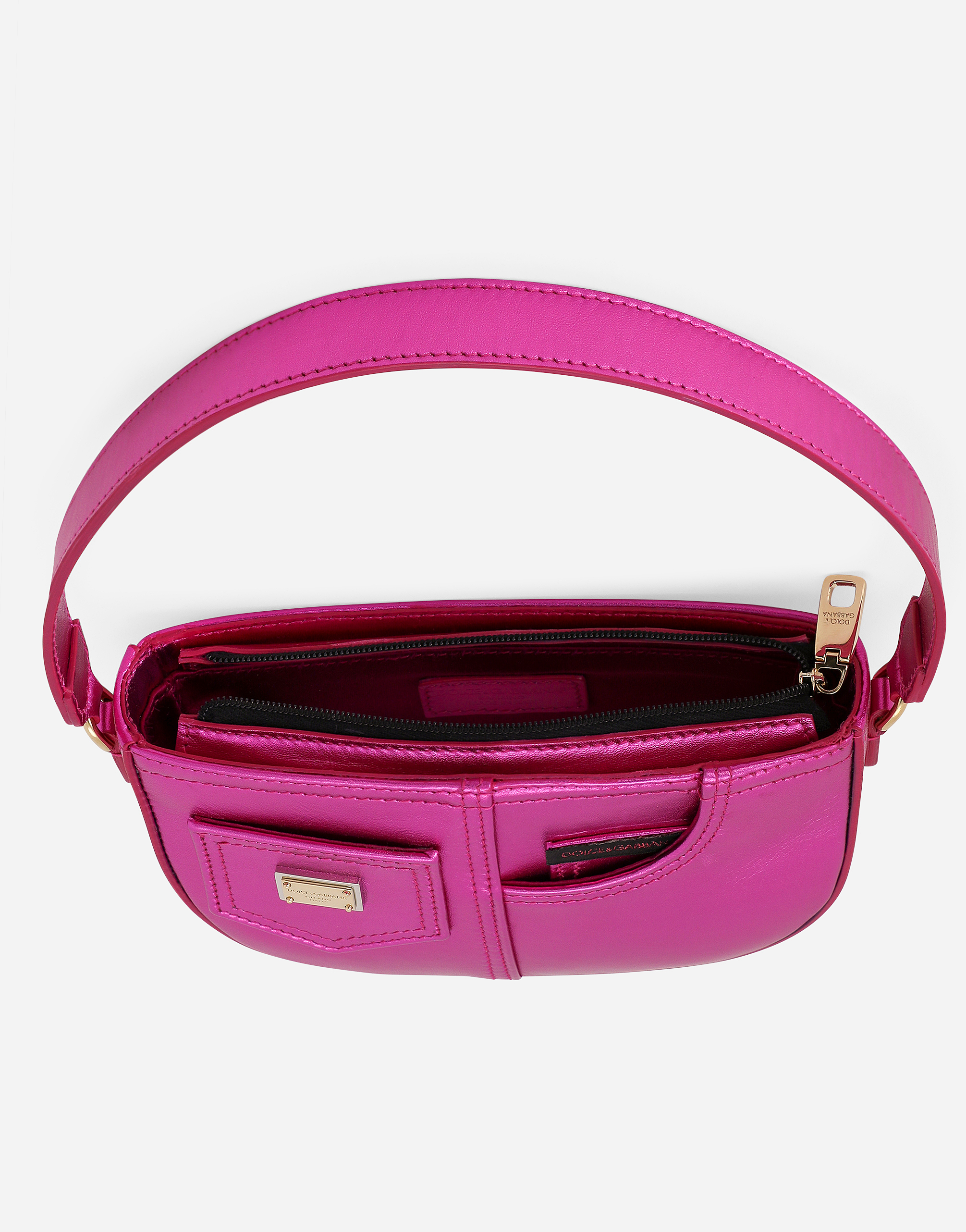 DOLCE & GABBANA FOILED NAPPA LEATHER SHOULDER BAG