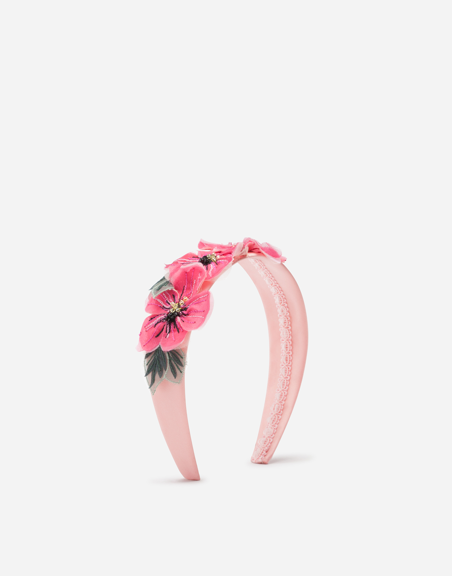 Dolce & Gabbana Headband With Floral Chiffon Application In Multi-colored