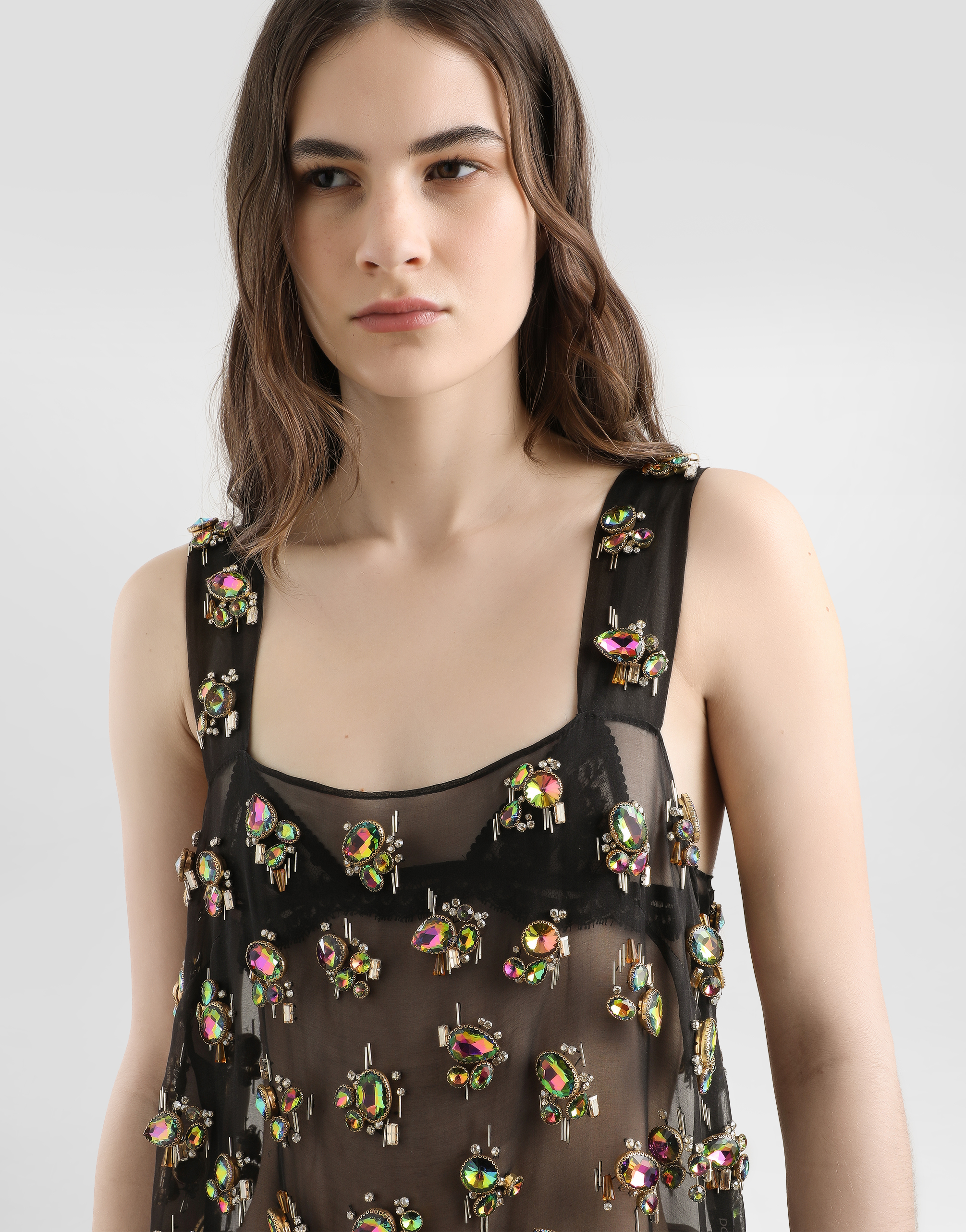 Organza dress with embroidery