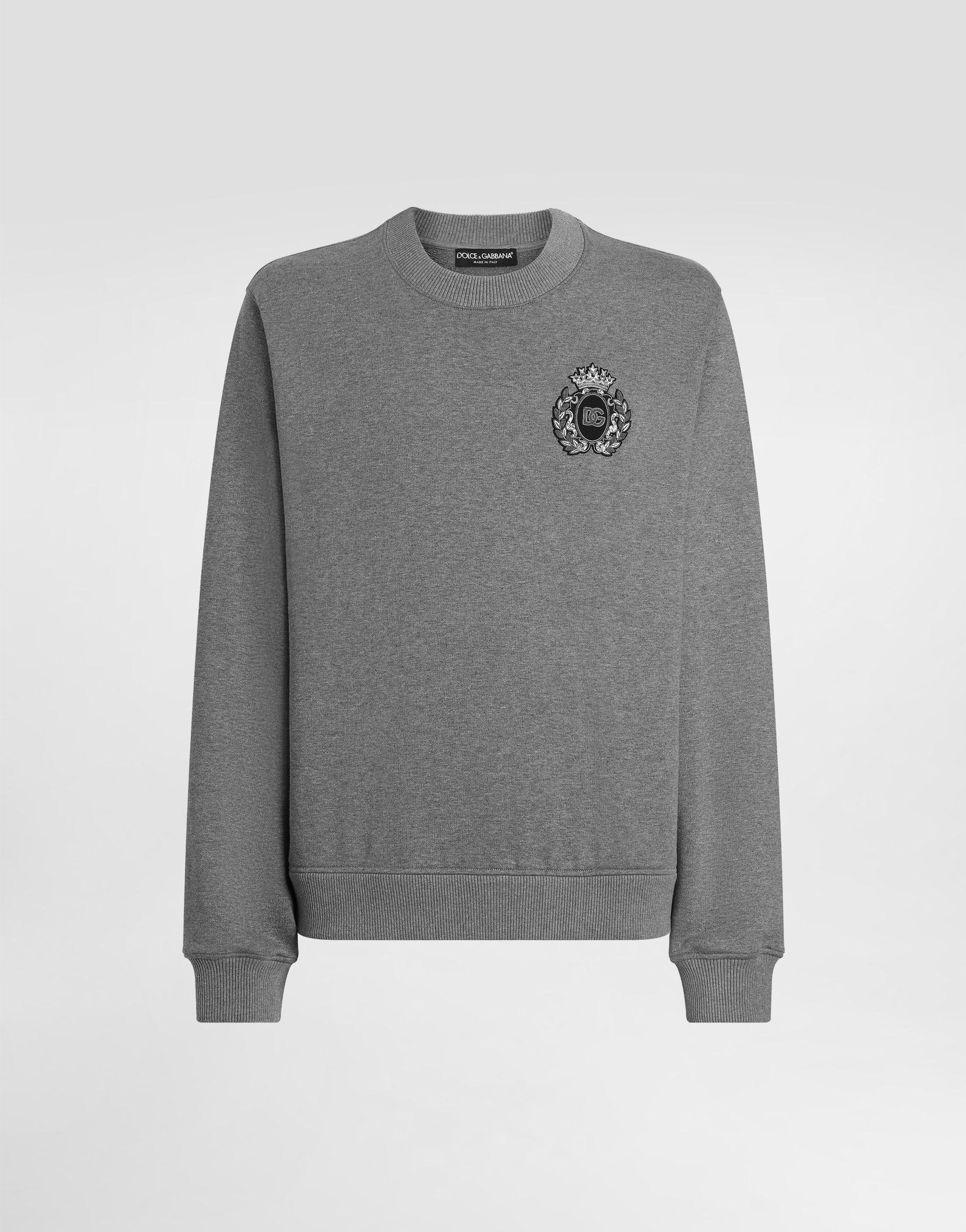 Dolce & Gabbana Sweatshirt With Heraldic Patch In Gray