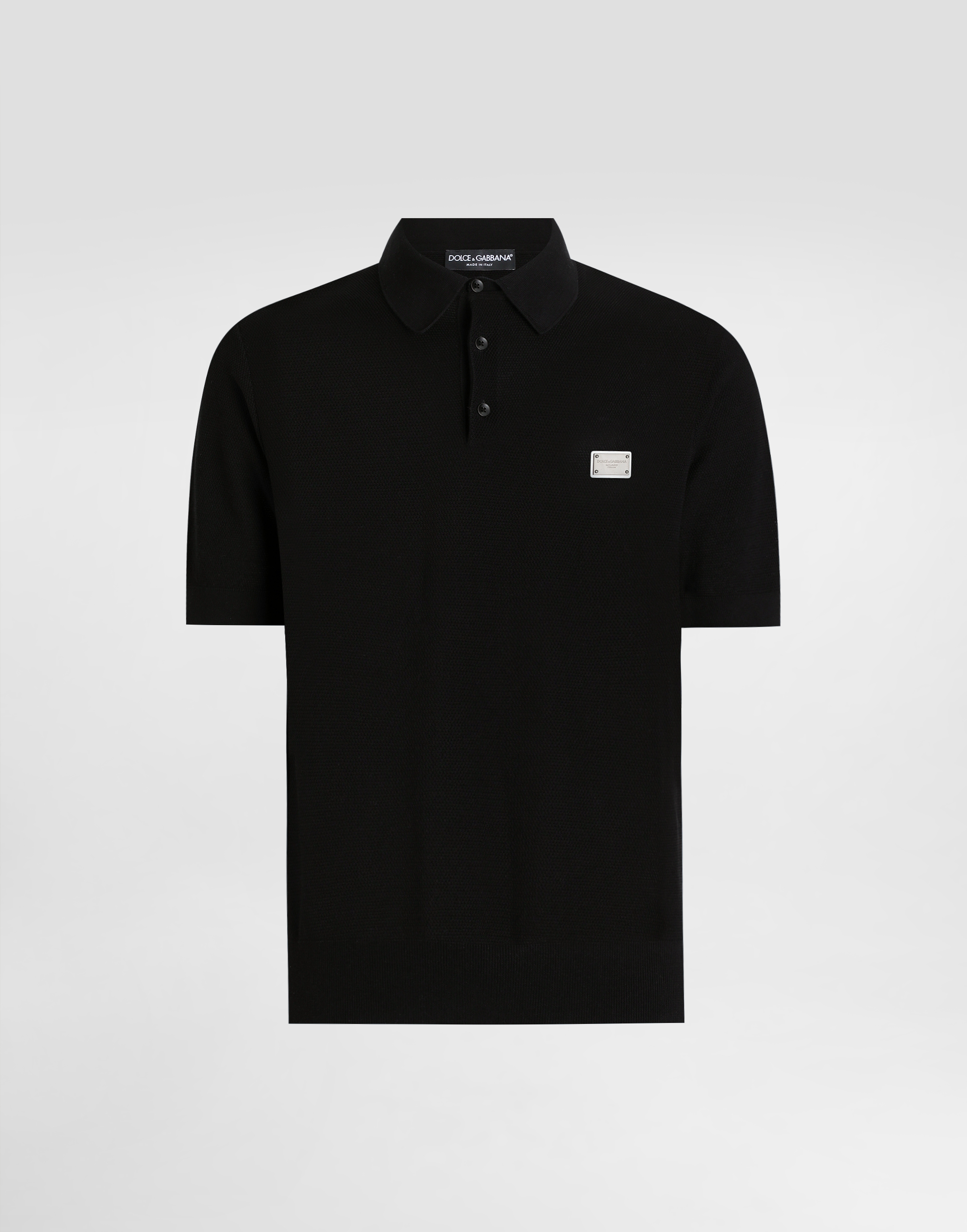 Dolce & Gabbana Cotton Polo-shirt With Logo Tag In Nero
