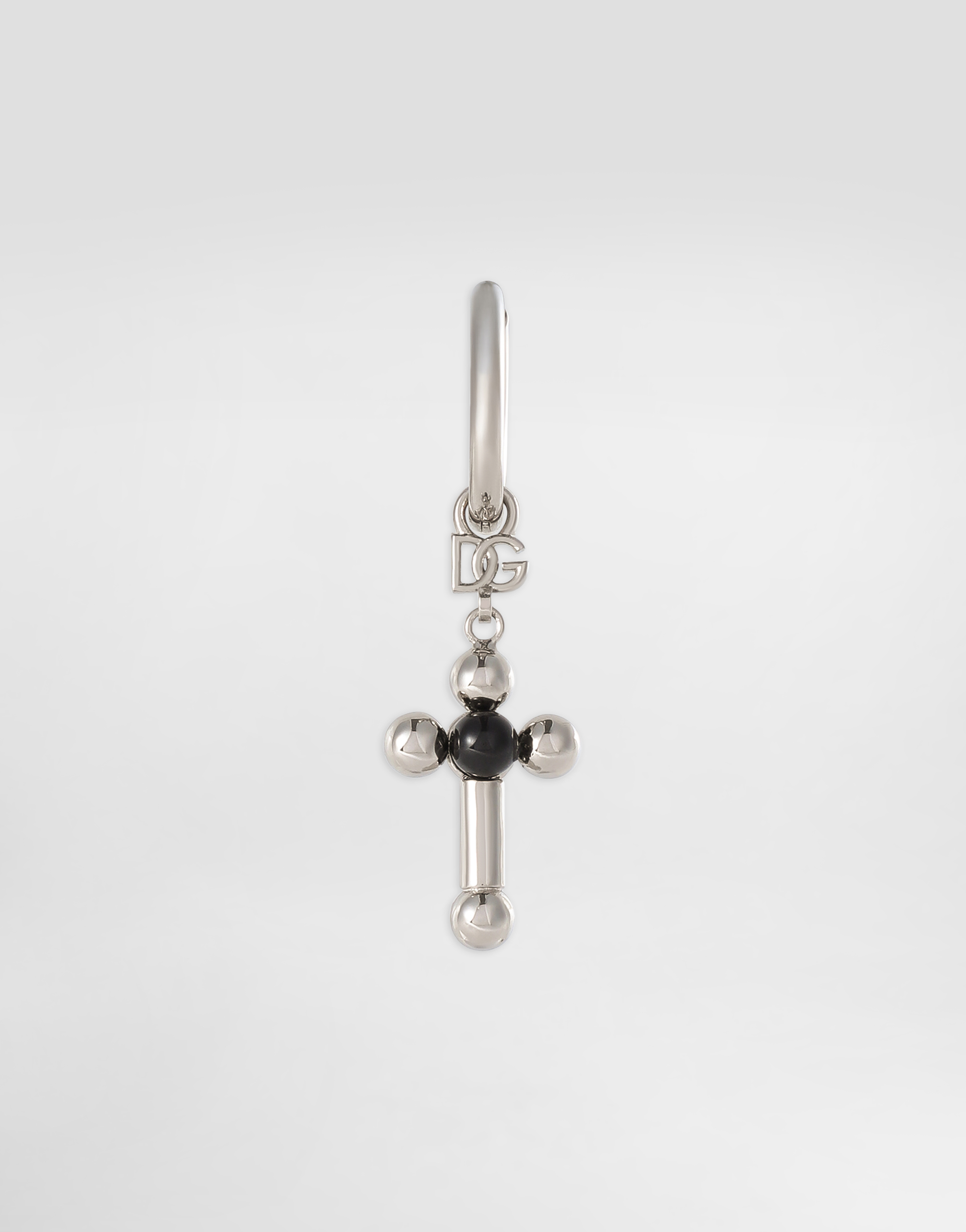 Creole single earring with pin and cross